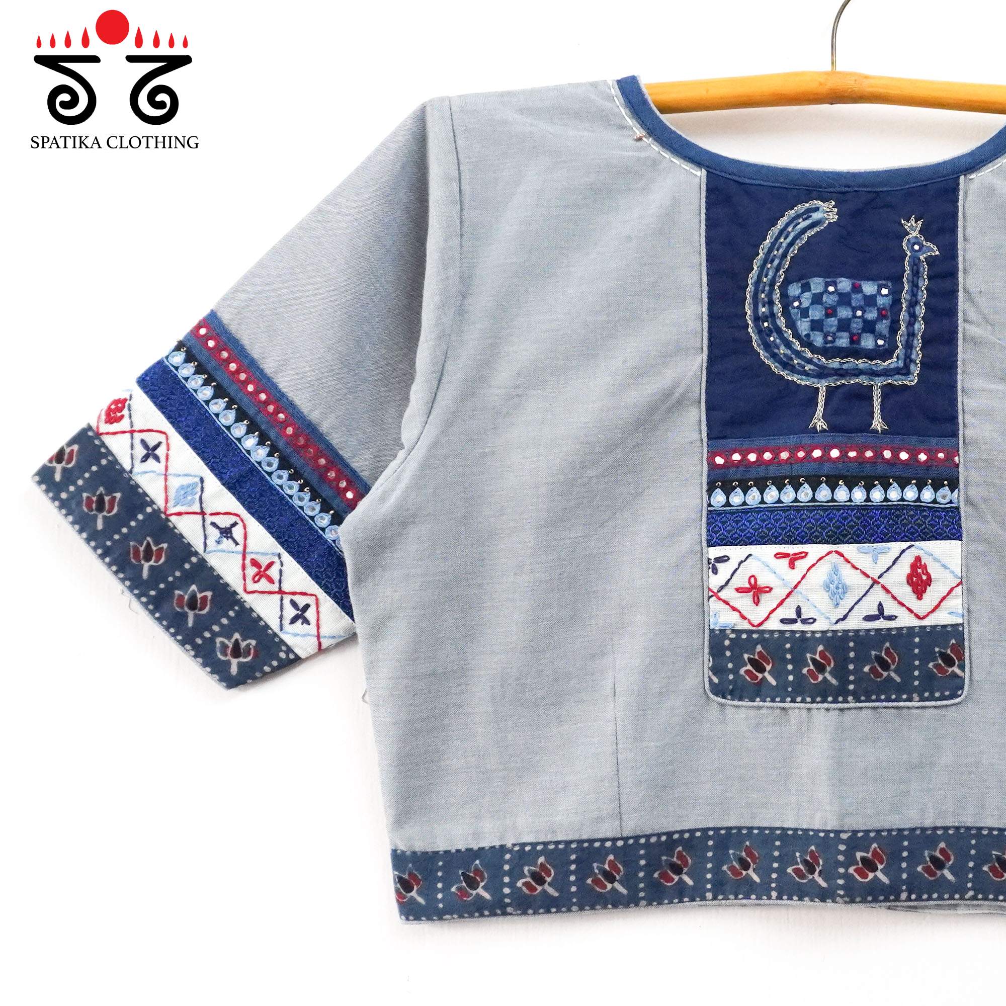 The Morni Blue Patchwork Blouse