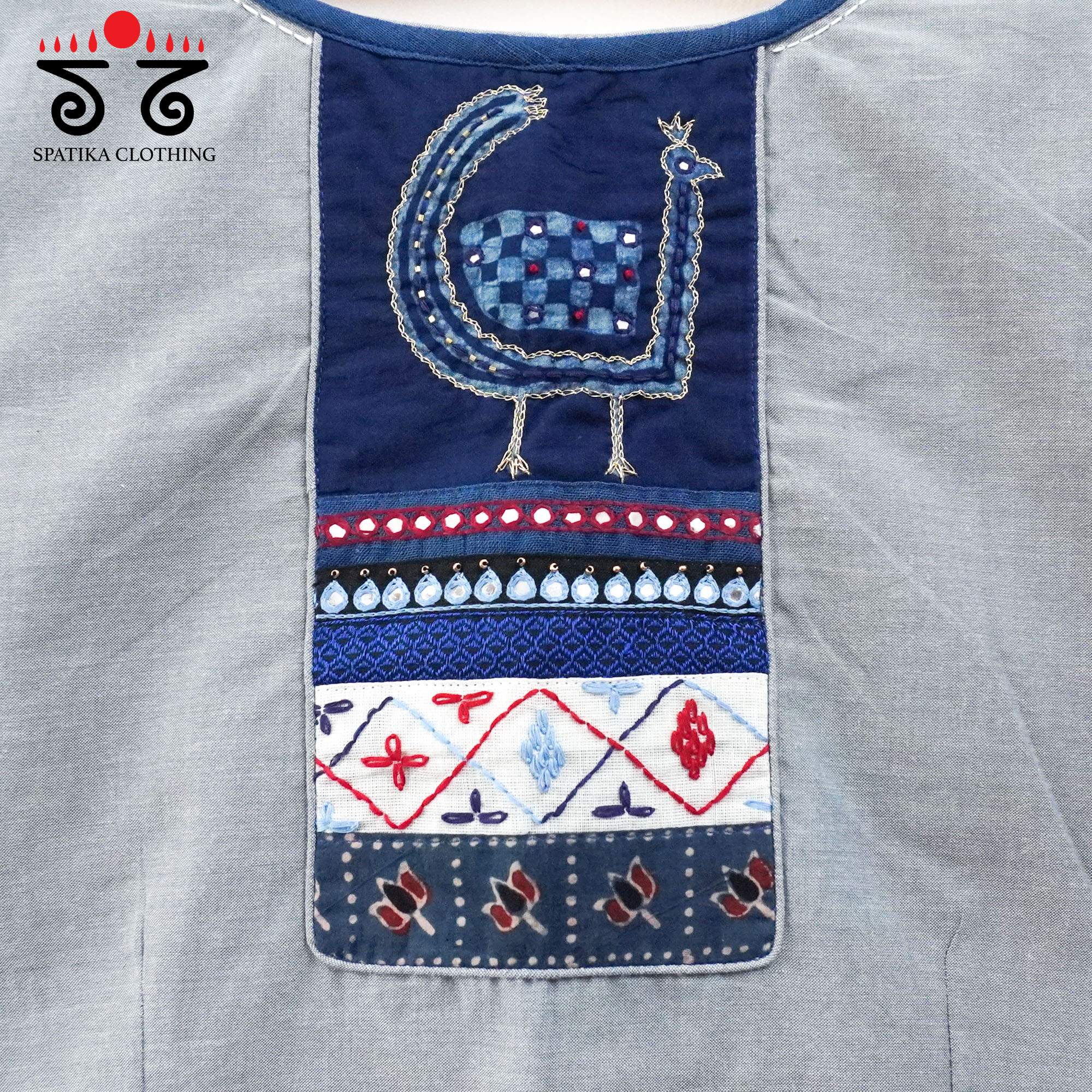 The Morni Blue Patchwork Blouse