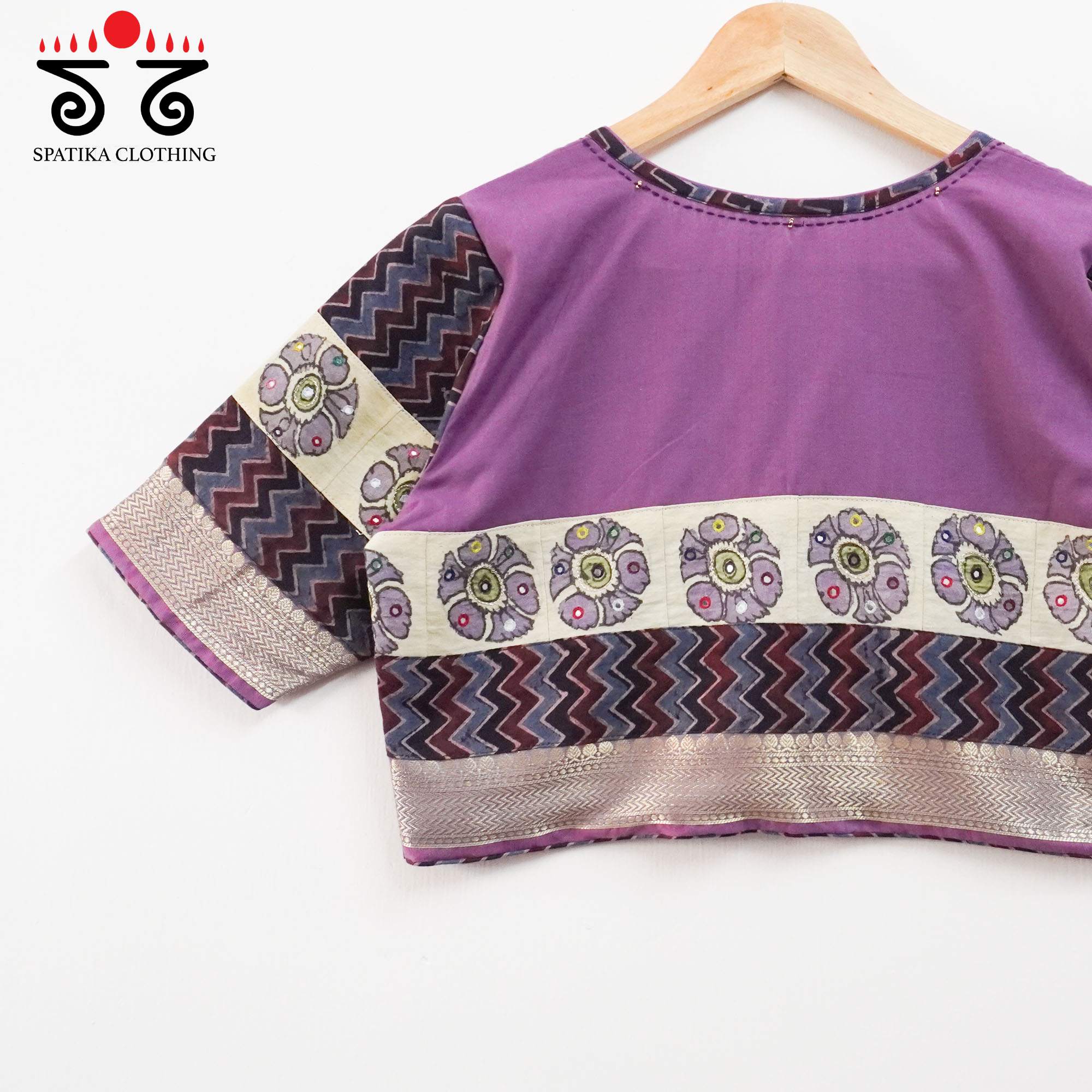 Violet Pen Kalamkari - Handcrafted Blouse