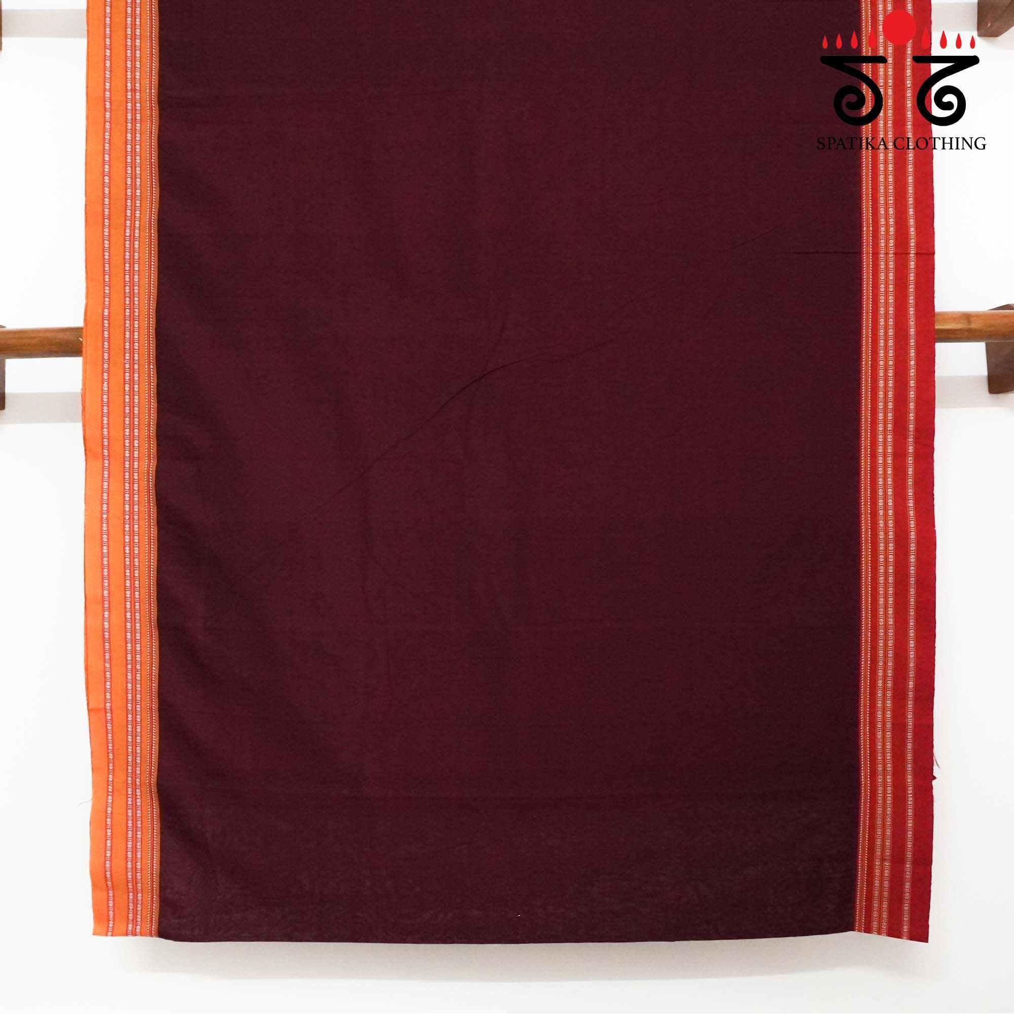 Maroon Ilkal Handwoven Cotton Saree - Bandhini Blouse