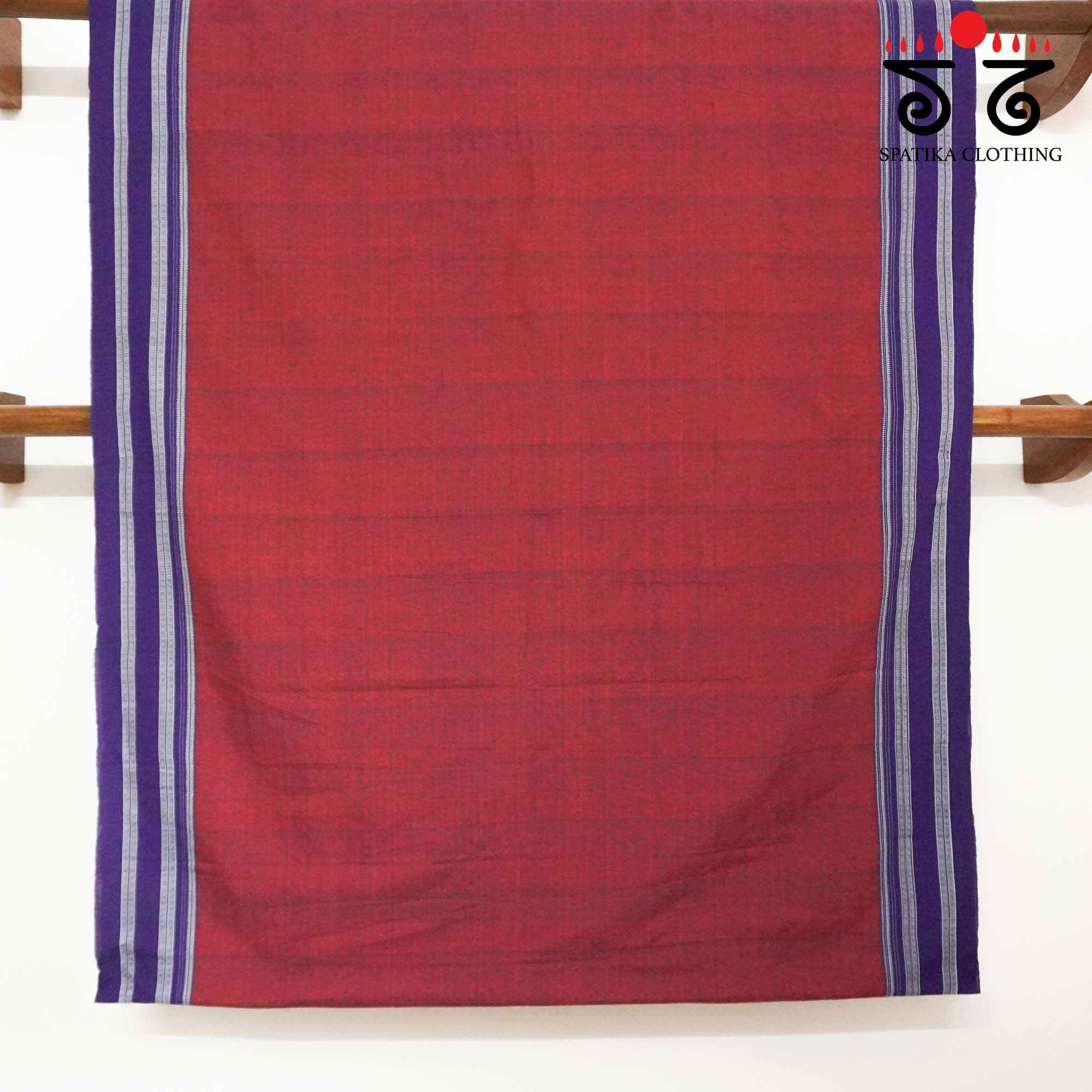 Red Ilkal Handwoven Cotton Saree - Bandhini Blouse