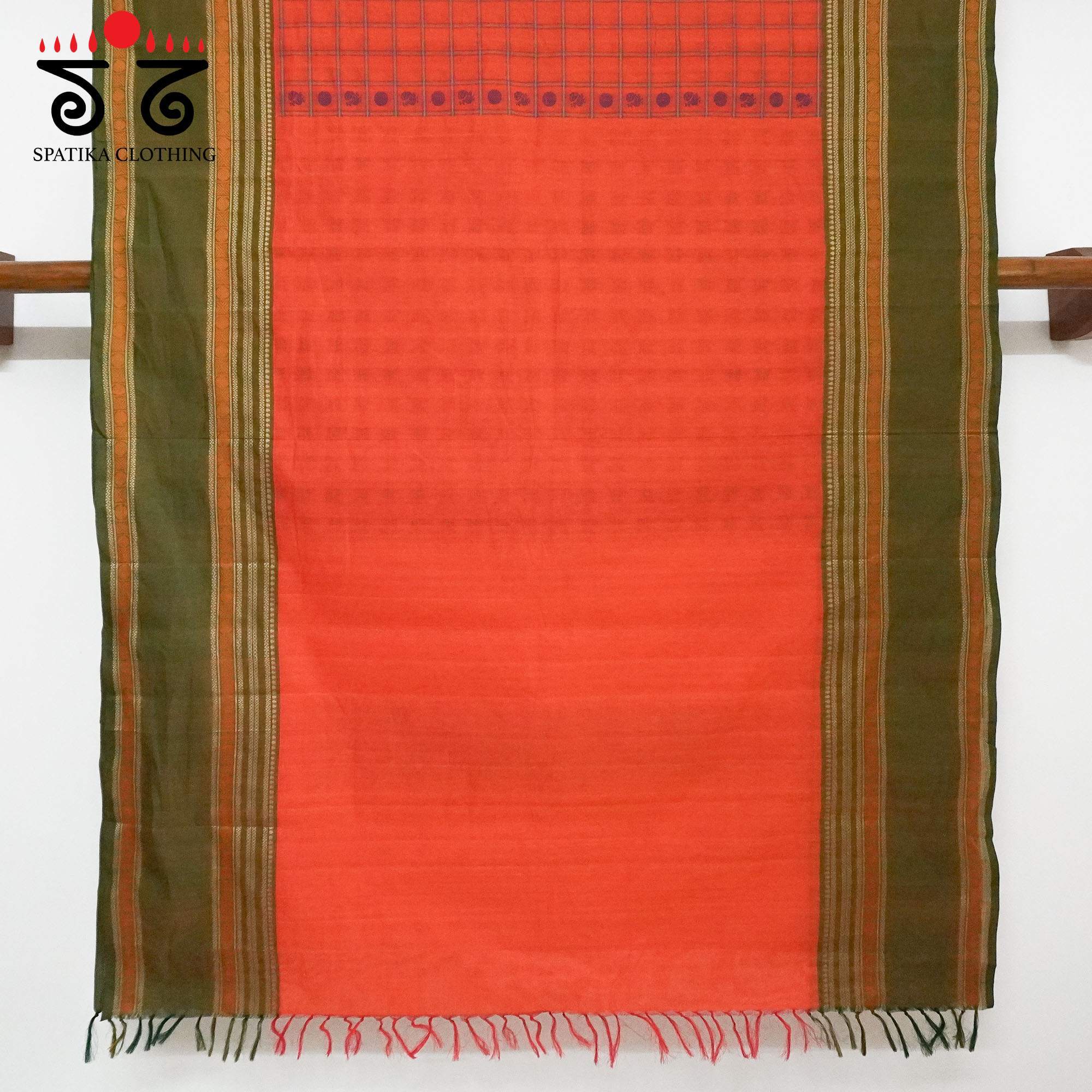 Orange Kanchi Ayiram Butta Cotton Saree
