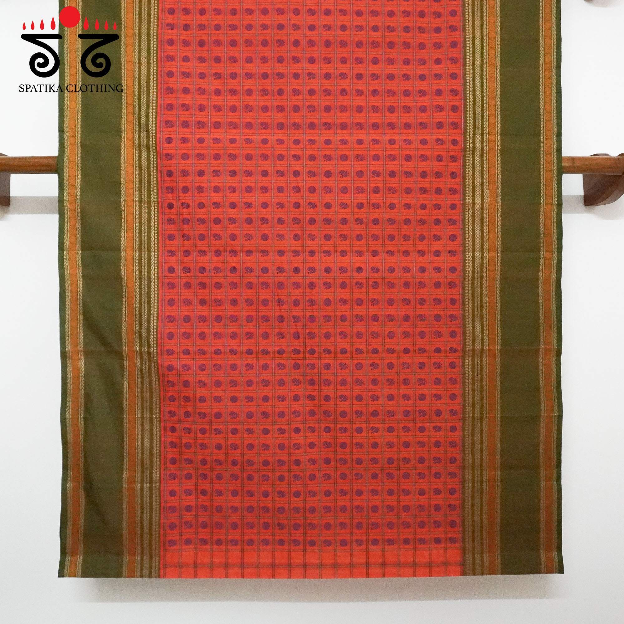 Orange Kanchi Ayiram Butta Cotton Saree