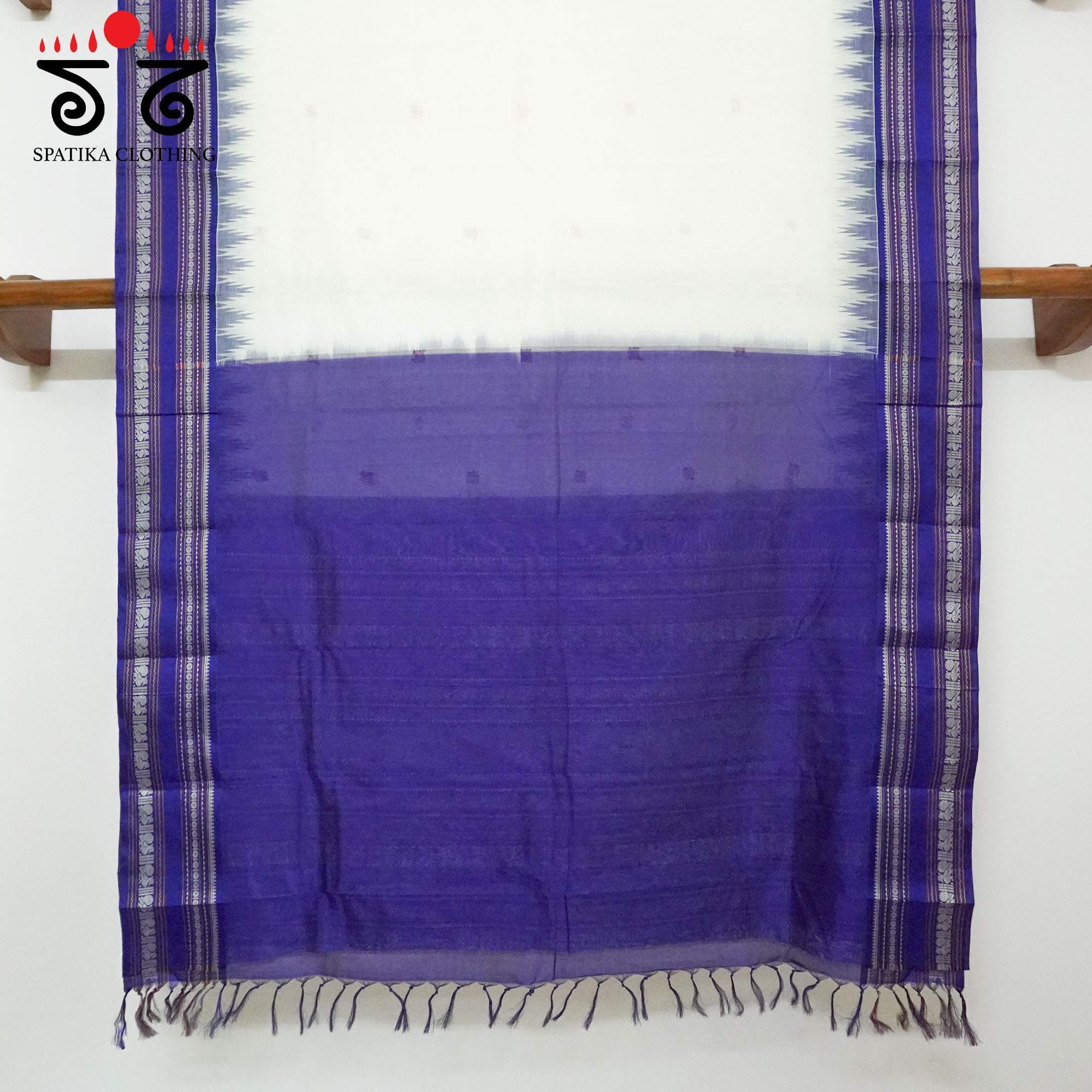 White Korvai Kanchi Cotton - Silk Border Saree
