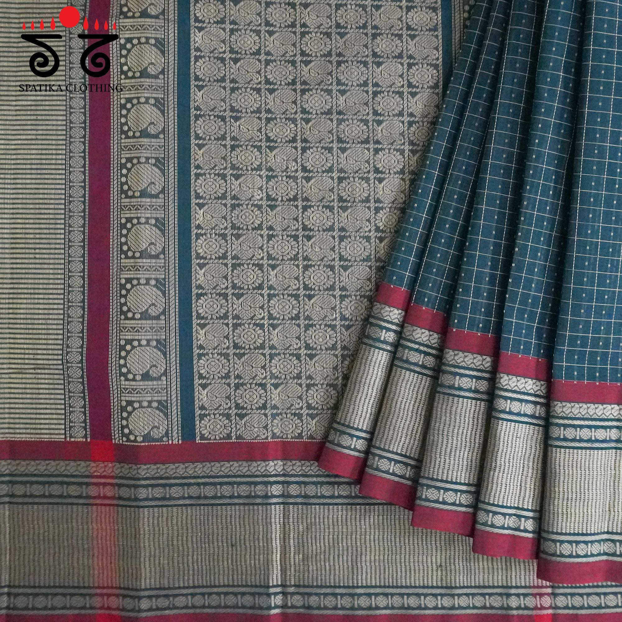 Teal Kanchi Cotton Saree