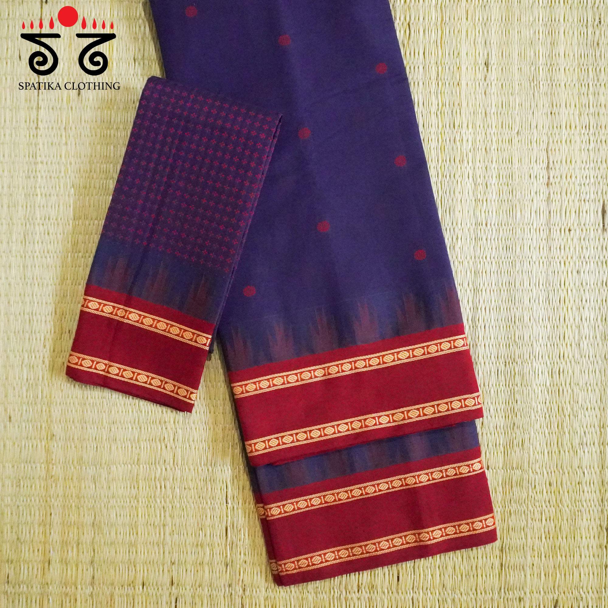 Blue Kanchi Cotton Saree With woven Blouse