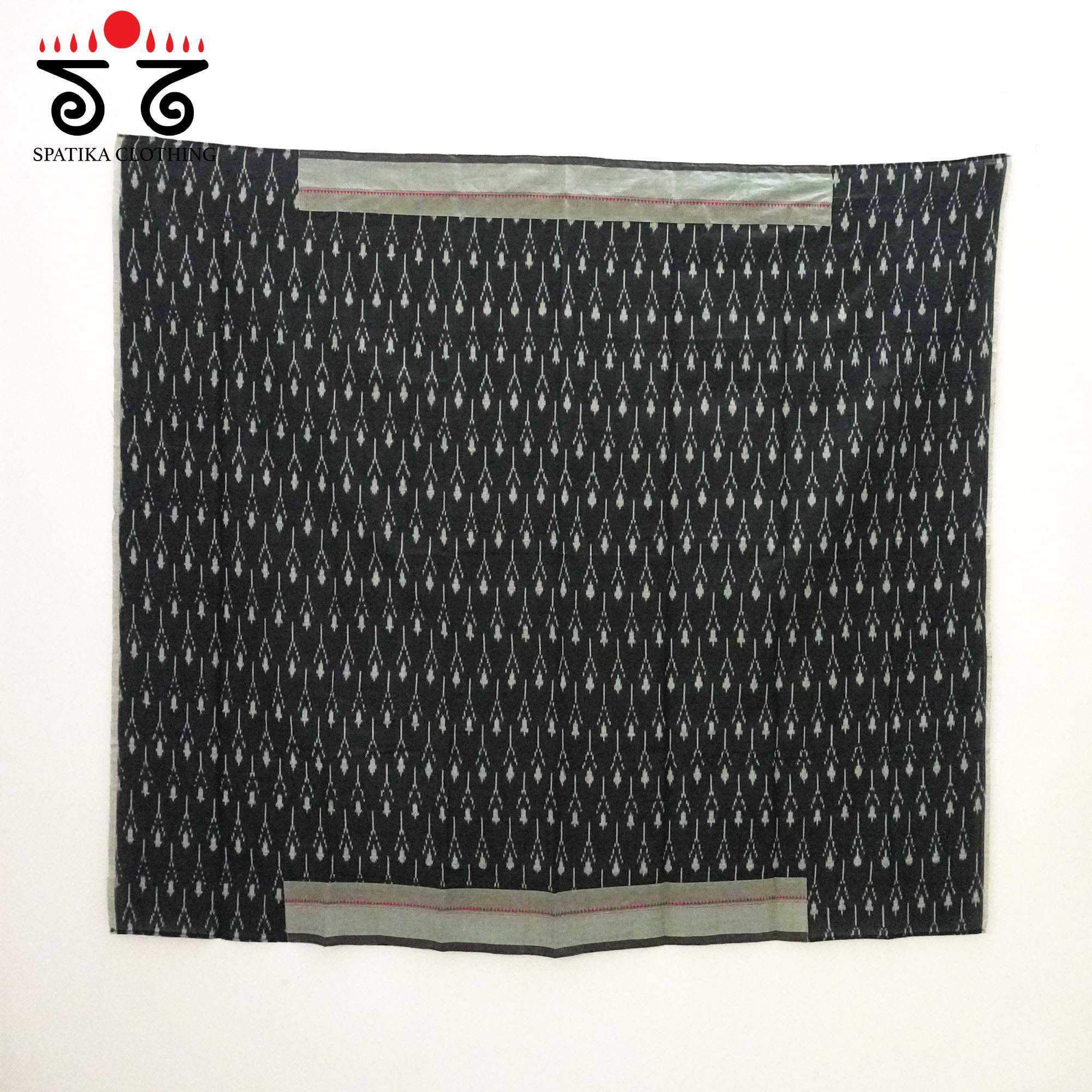 White Kanchi Cotton Saree With ikat Blouse