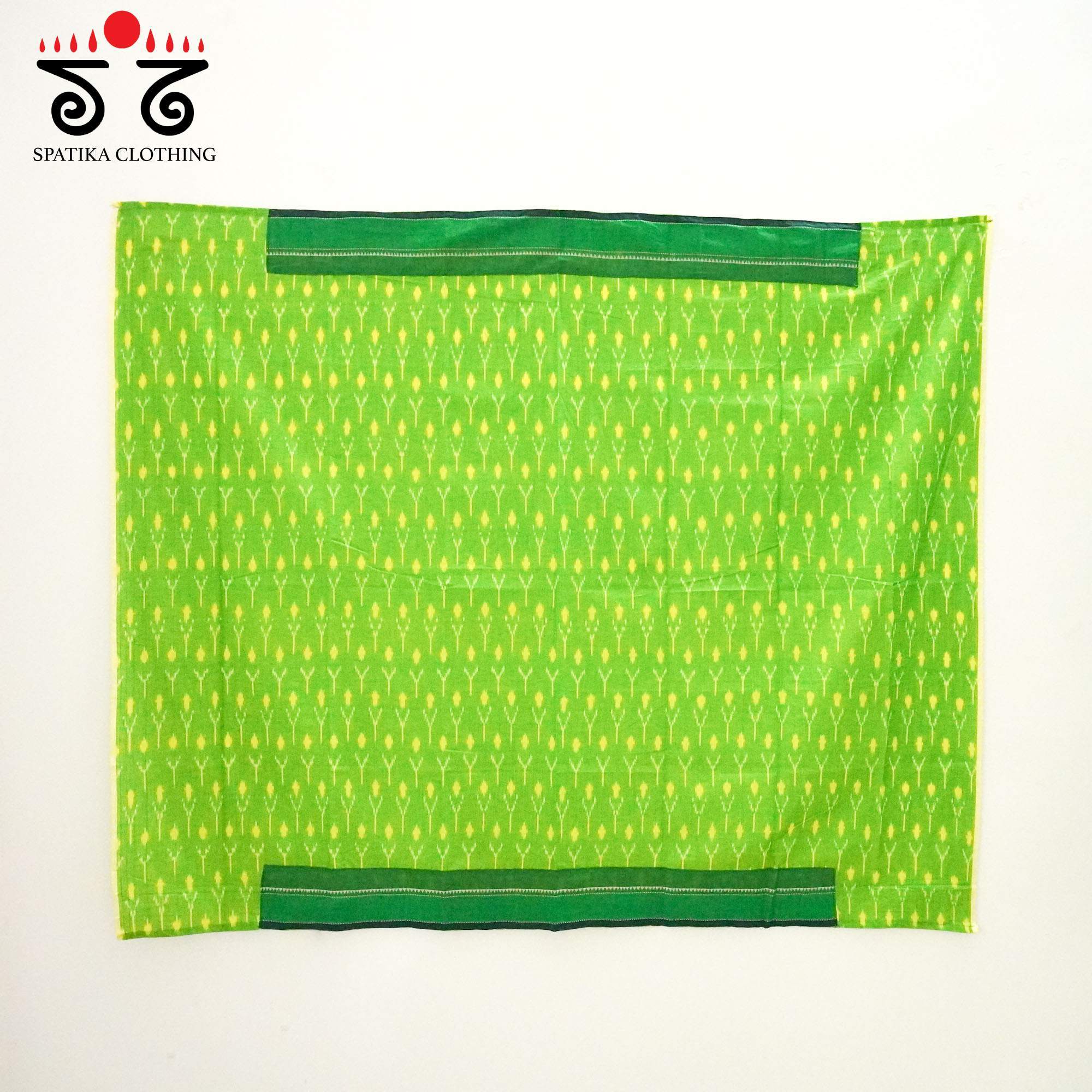 Orange Kanchi Cotton Saree With ikat Blouse