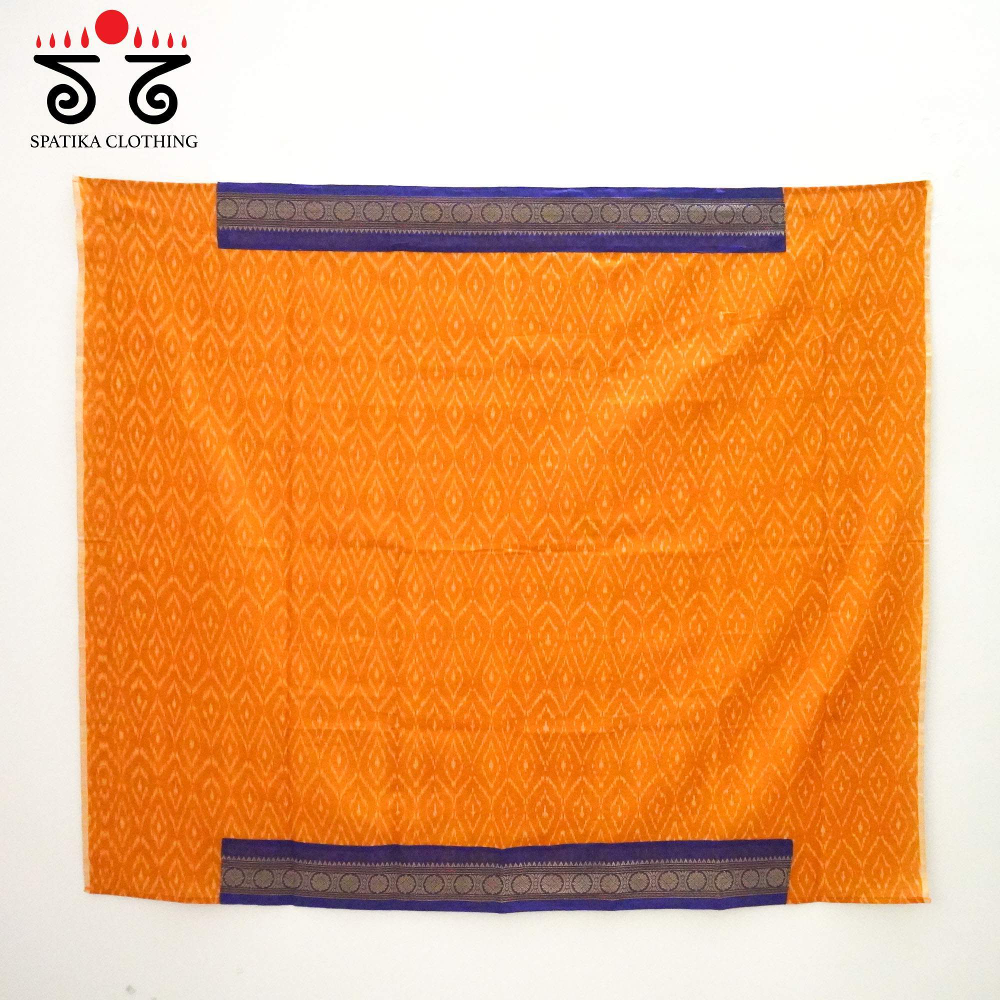 Blue Kanchi Cotton Saree With ikat Blouse