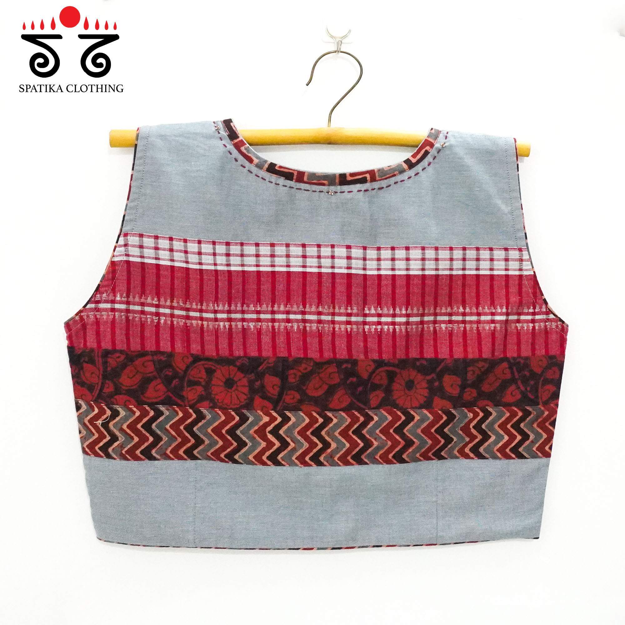 Grey Kalamkari Sleeveless Blouse