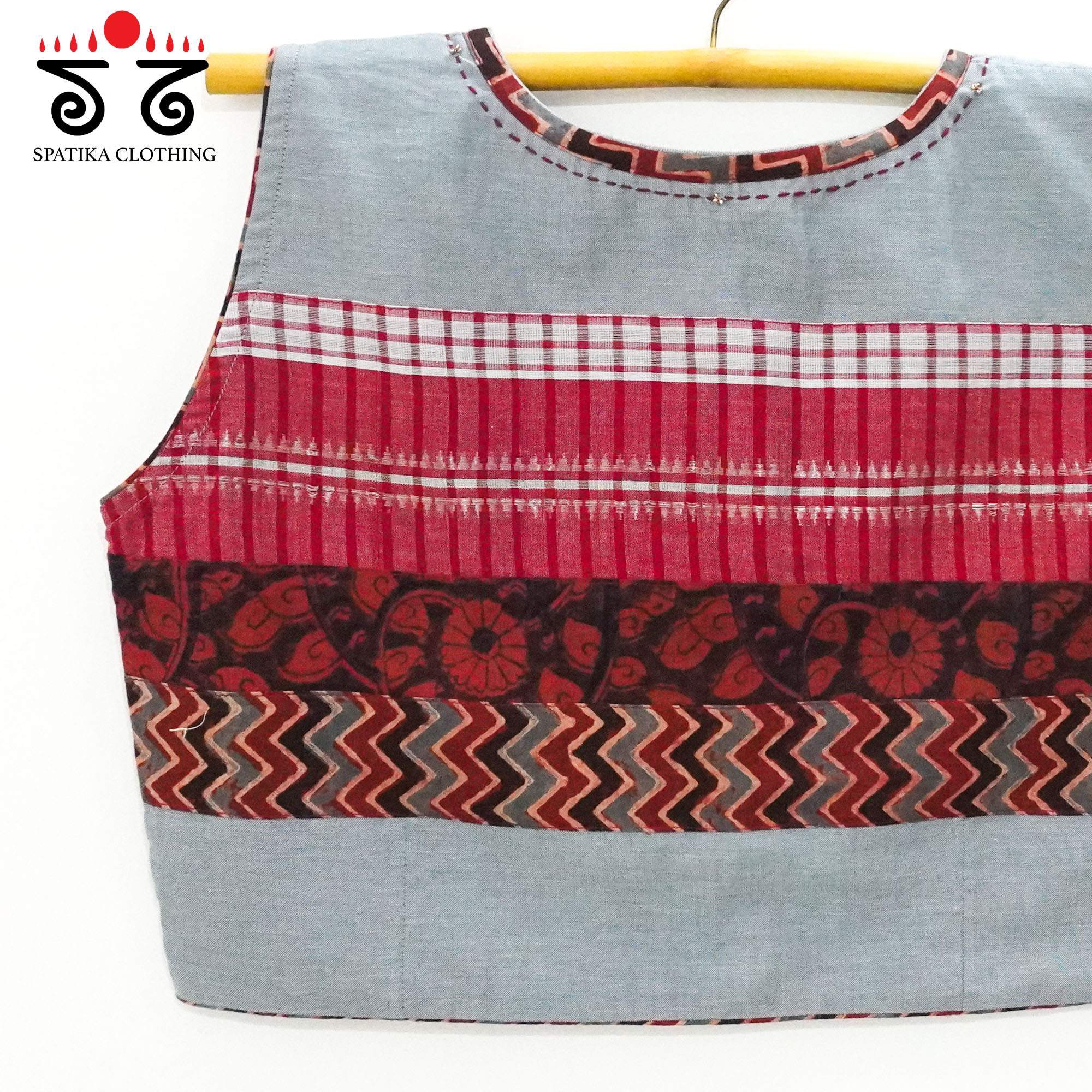 Grey Kalamkari Sleeveless Blouse