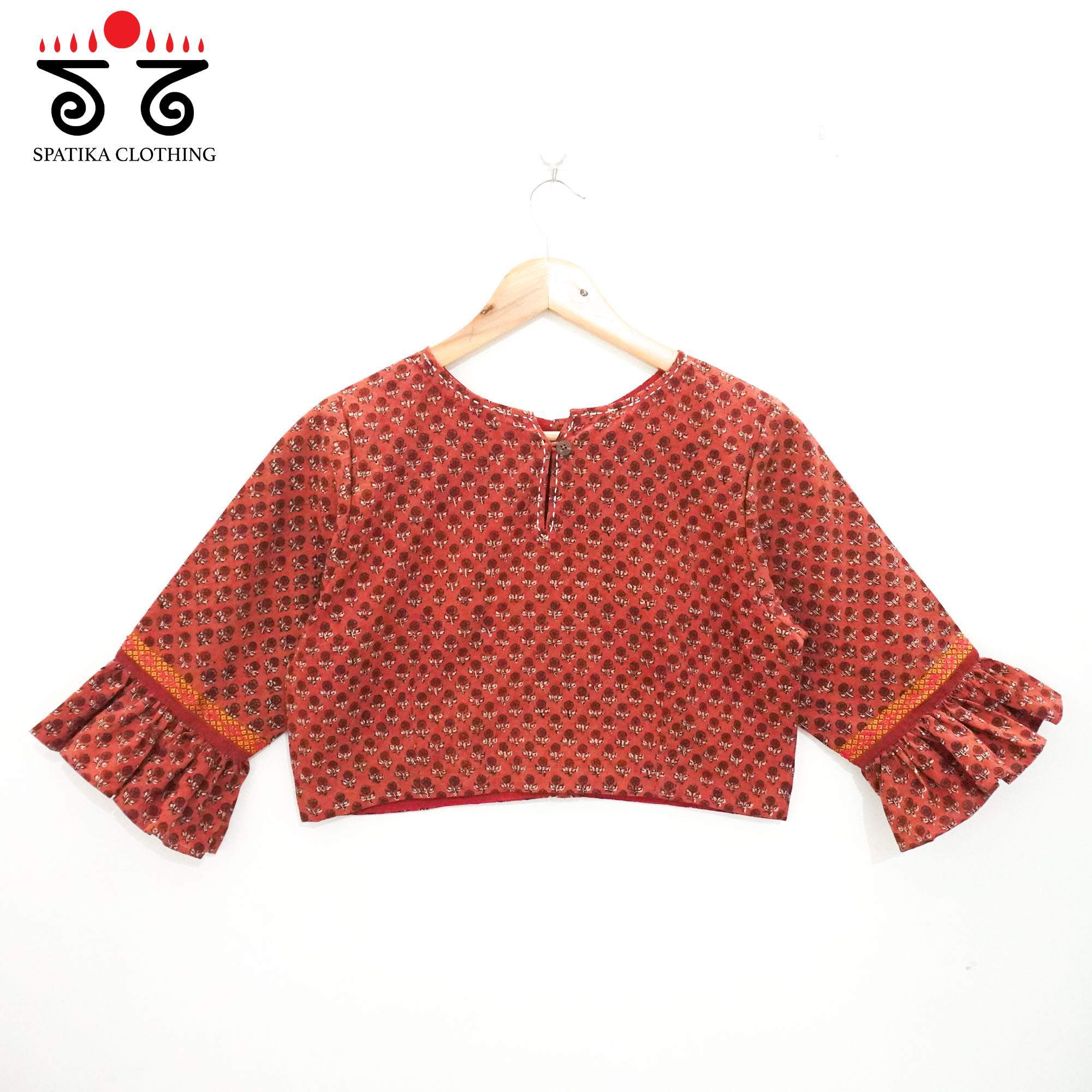 The Red Ruffle Sleeves Blouse