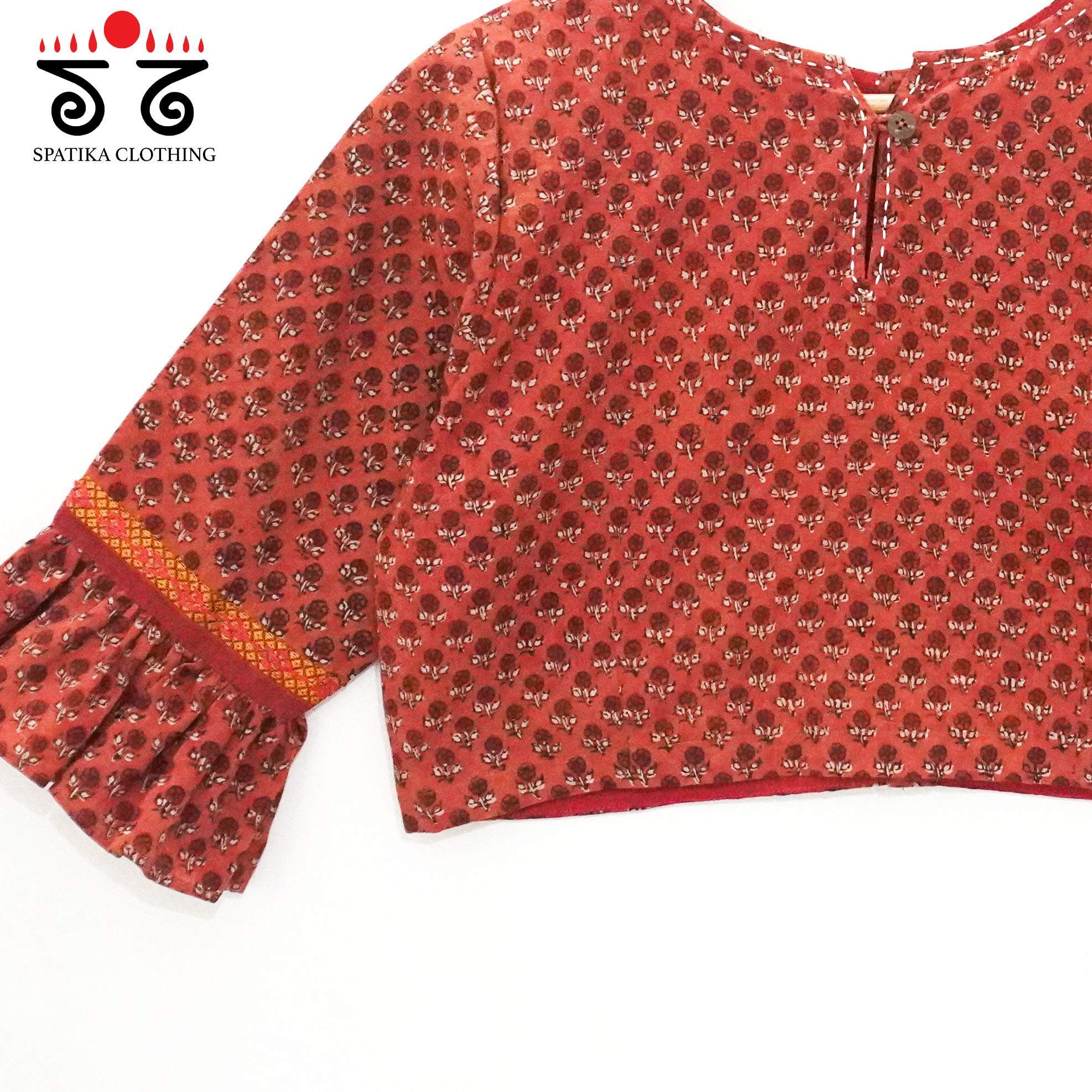 The Red Ruffle Sleeves Blouse