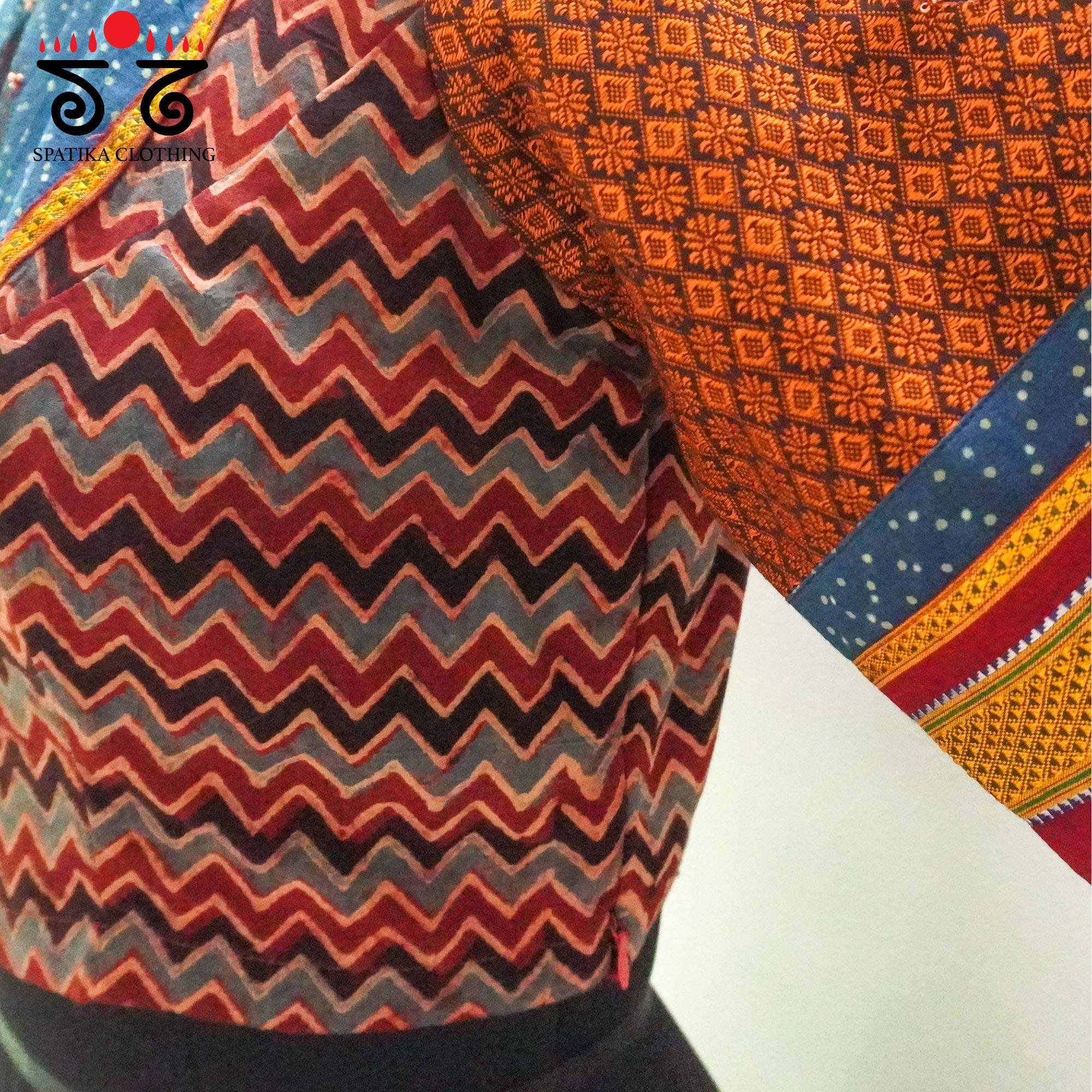 Red Ajrak leaf inlay Blouse!