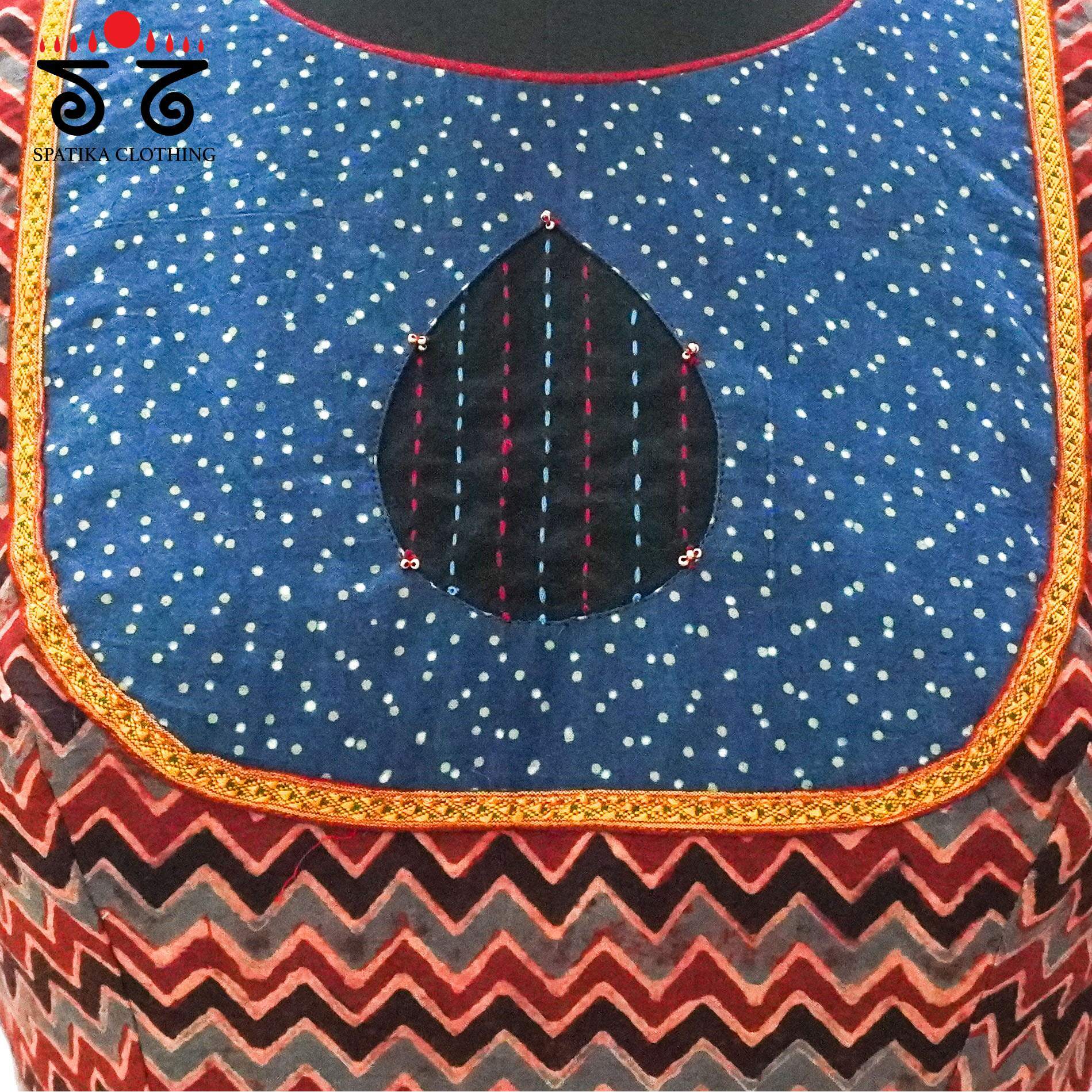 Red Ajrak leaf inlay Blouse!