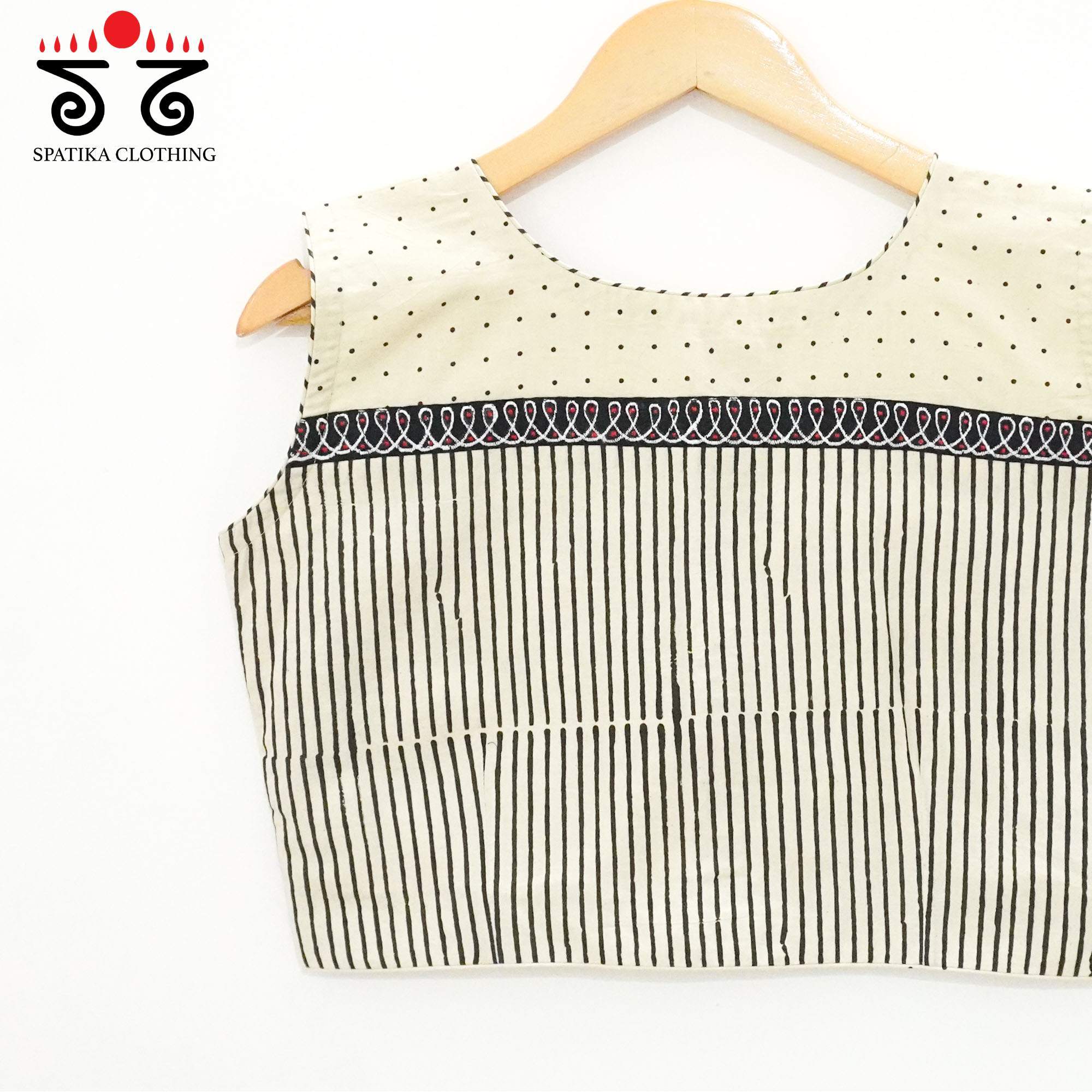 White Ajrakh - Kolam Sleeveless Blouse