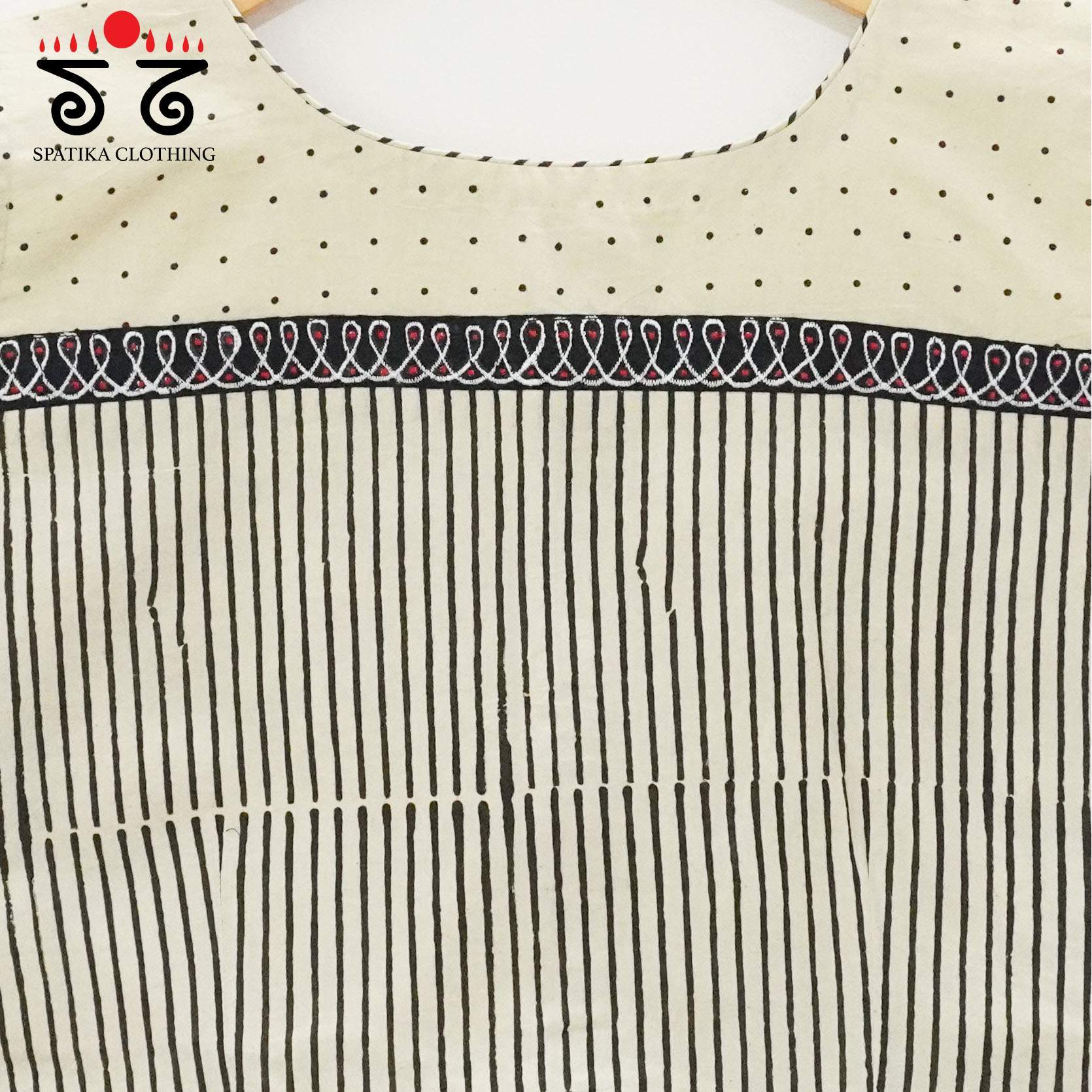 White Ajrakh - Kolam Sleeveless Blouse