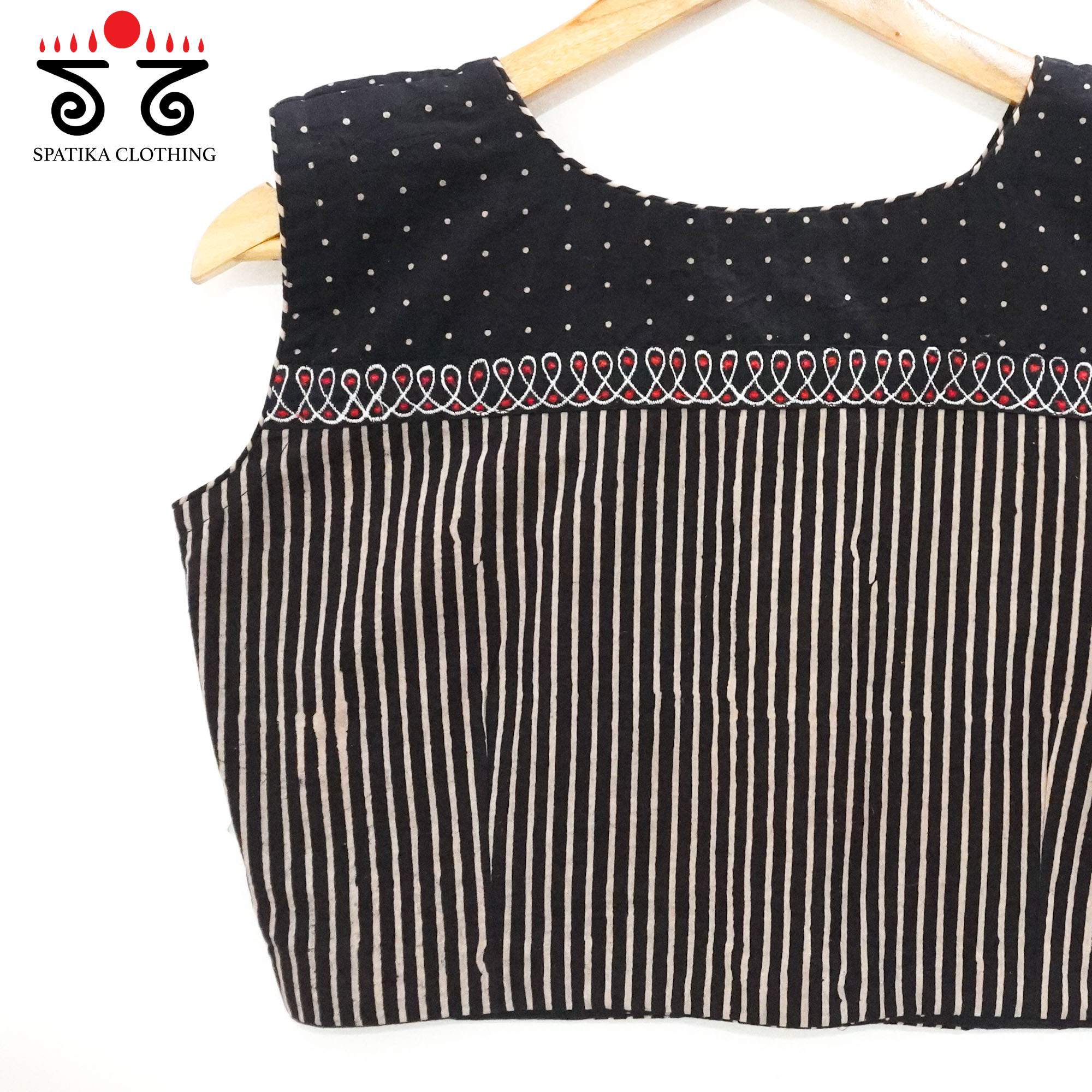 Black Ajrakh - Kolam Sleeveless Blouse