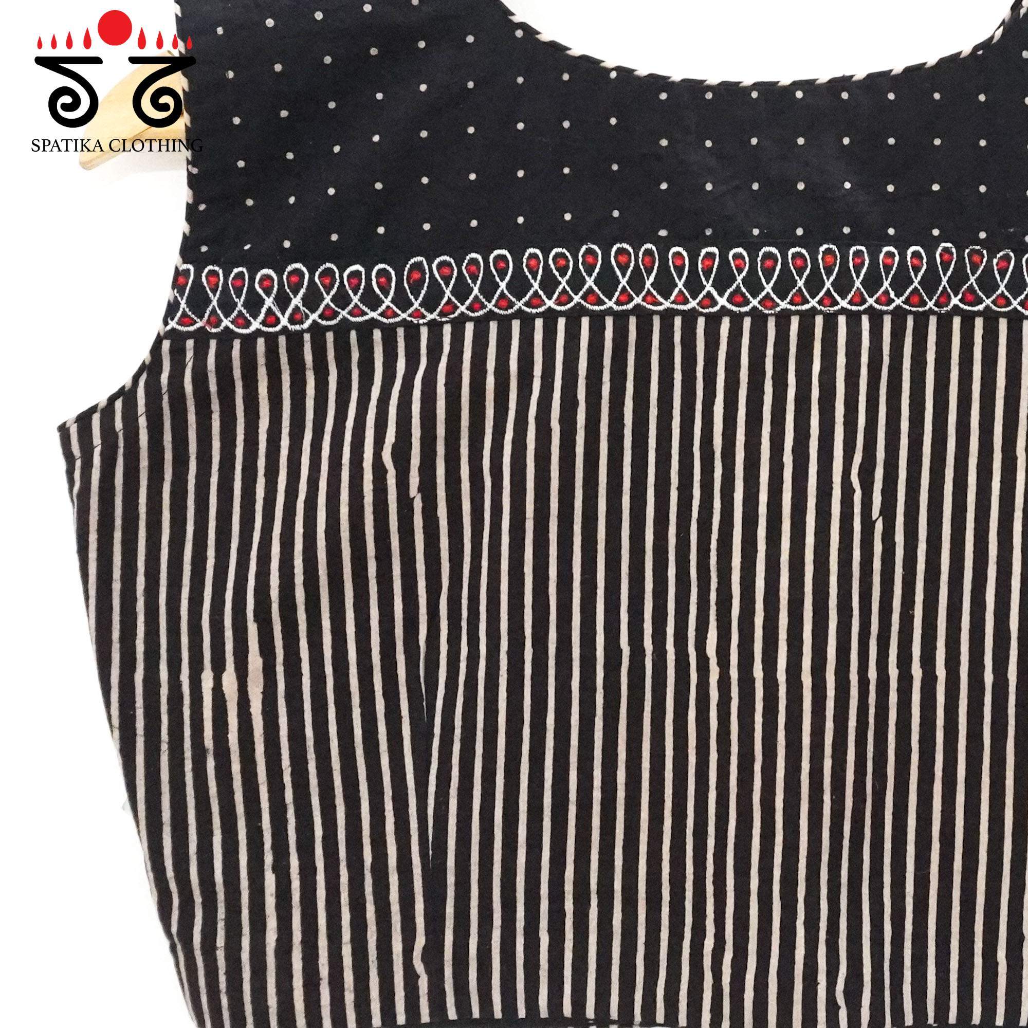 Black Ajrakh - Kolam Sleeveless Blouse