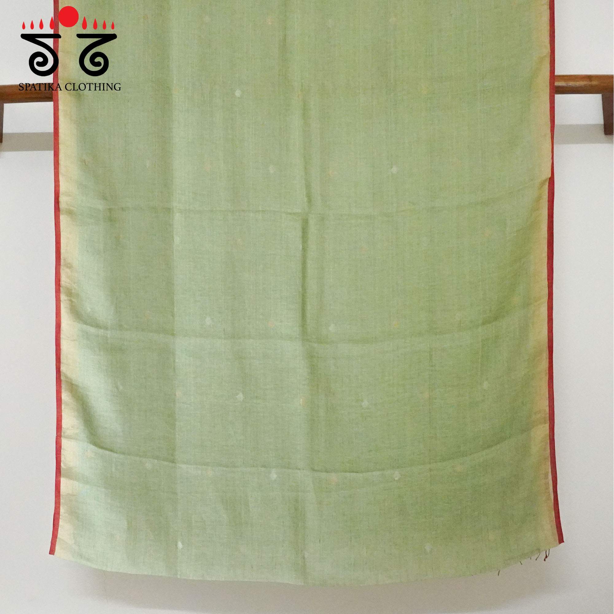 Green Jamdhani-Linen Cotton Saree