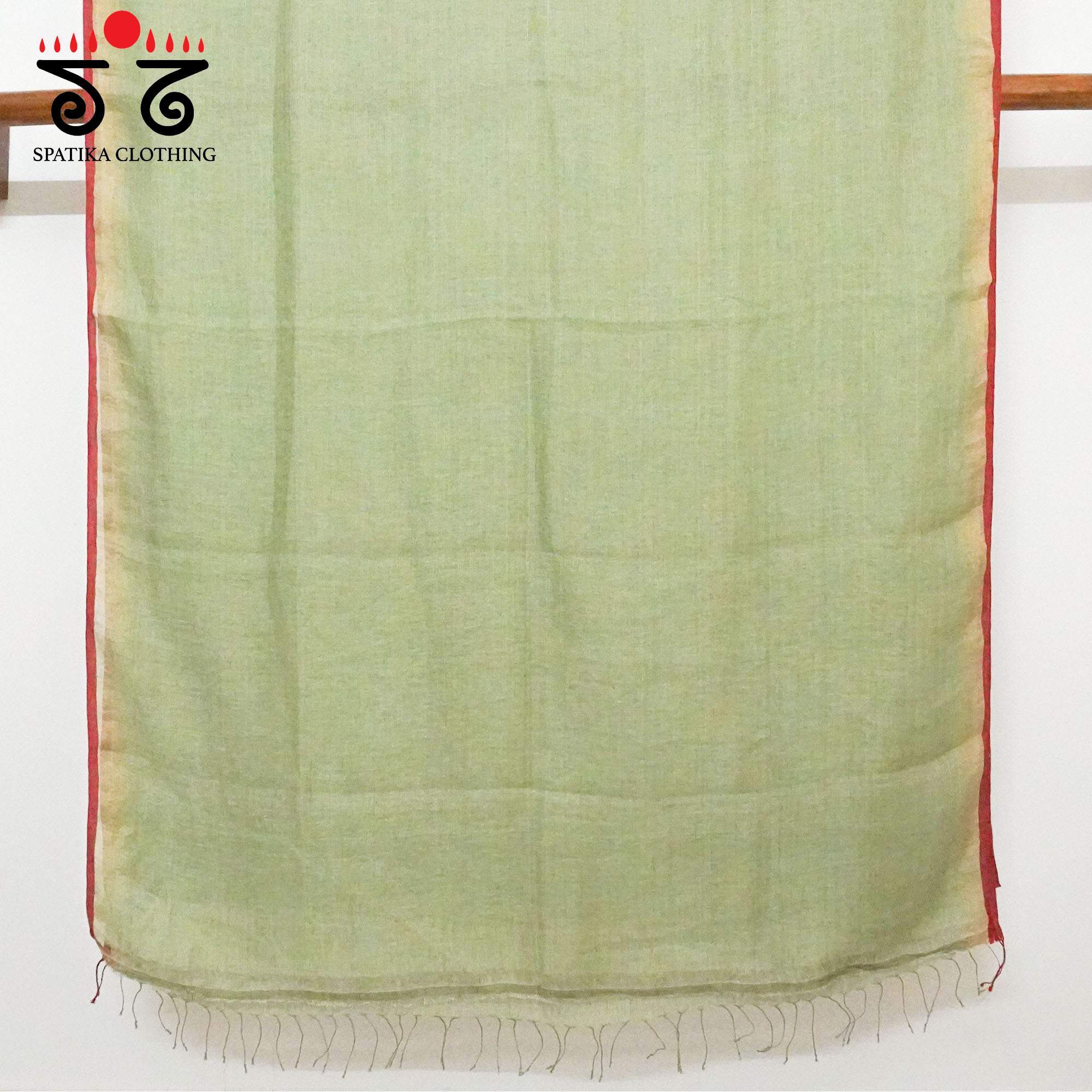 Green Jamdhani-Linen Cotton Saree