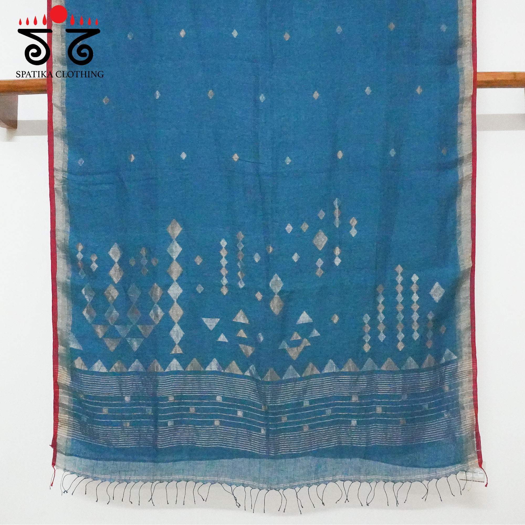 Blue Jamdhani-Linen Cotton Saree