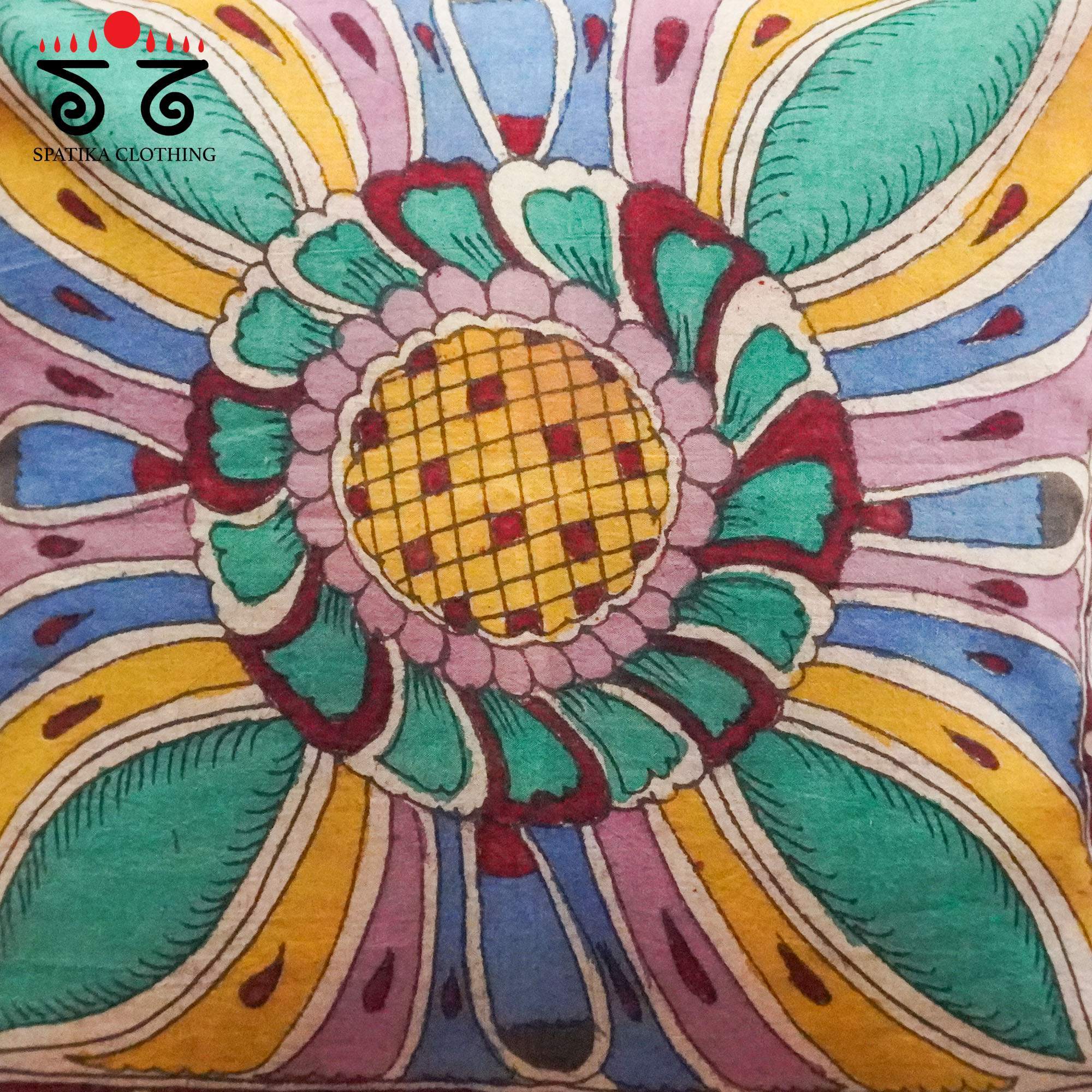 Maroon Pen Kalamkari Cushion Cover