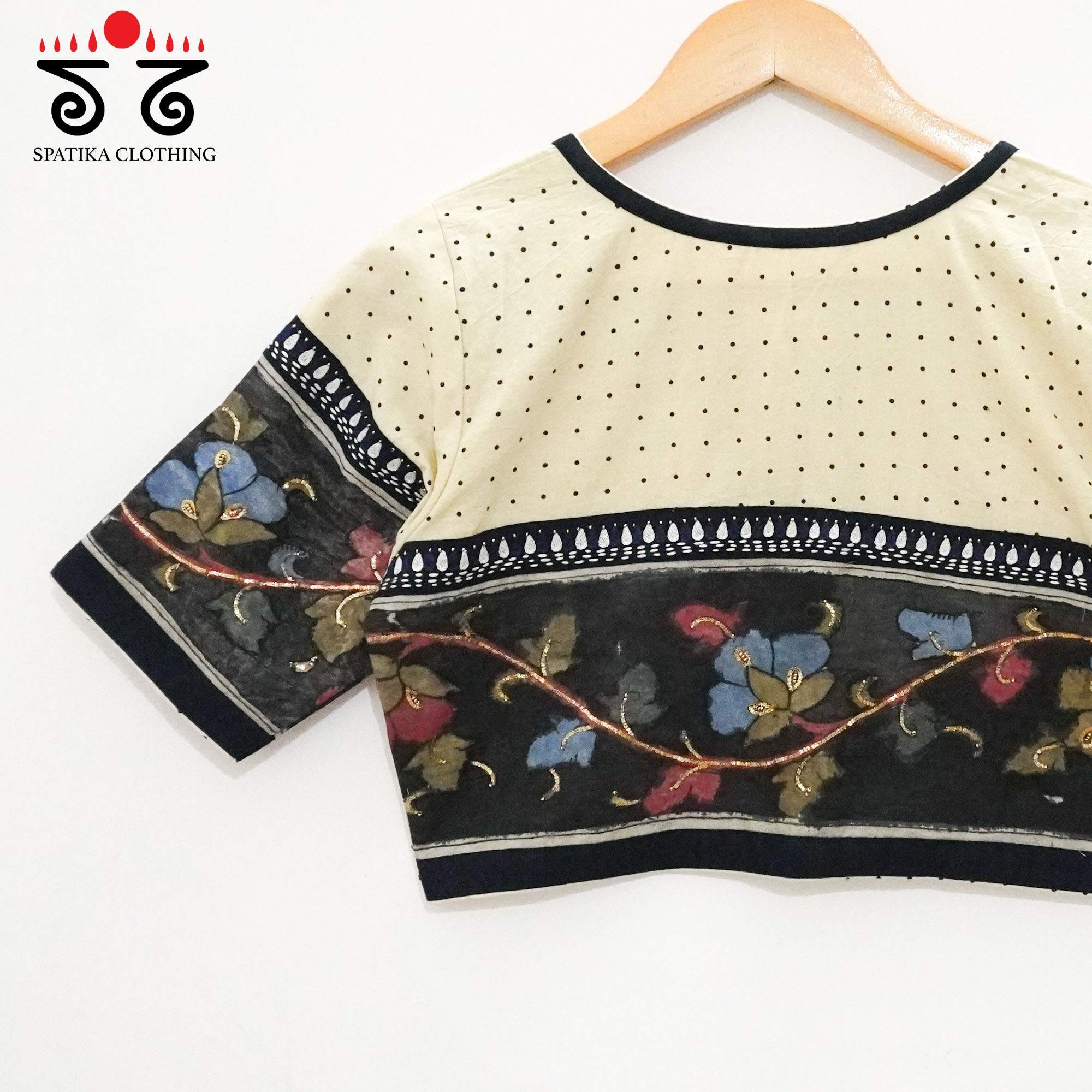 Off White Ajrak Pen Kalamkari - Handcrafted Blouse