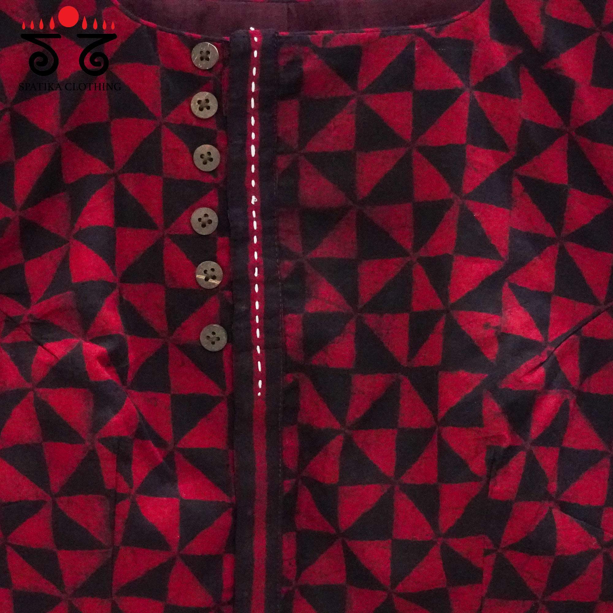 Red Ajrak Side Closure Blouse