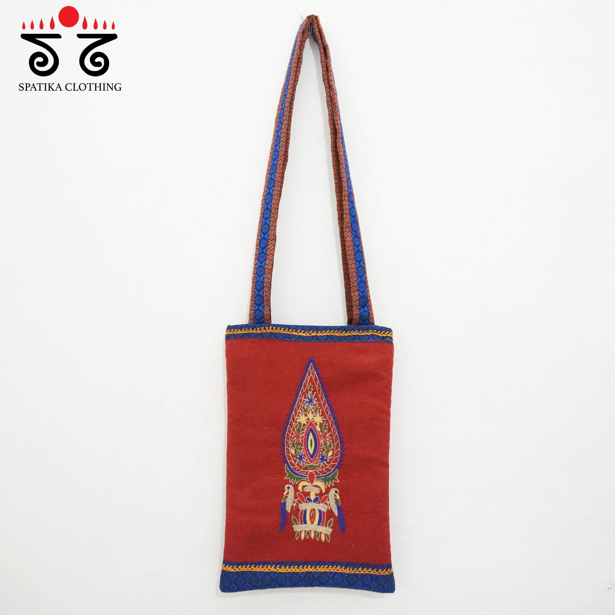 Red Hand Embroidered Hand Bag