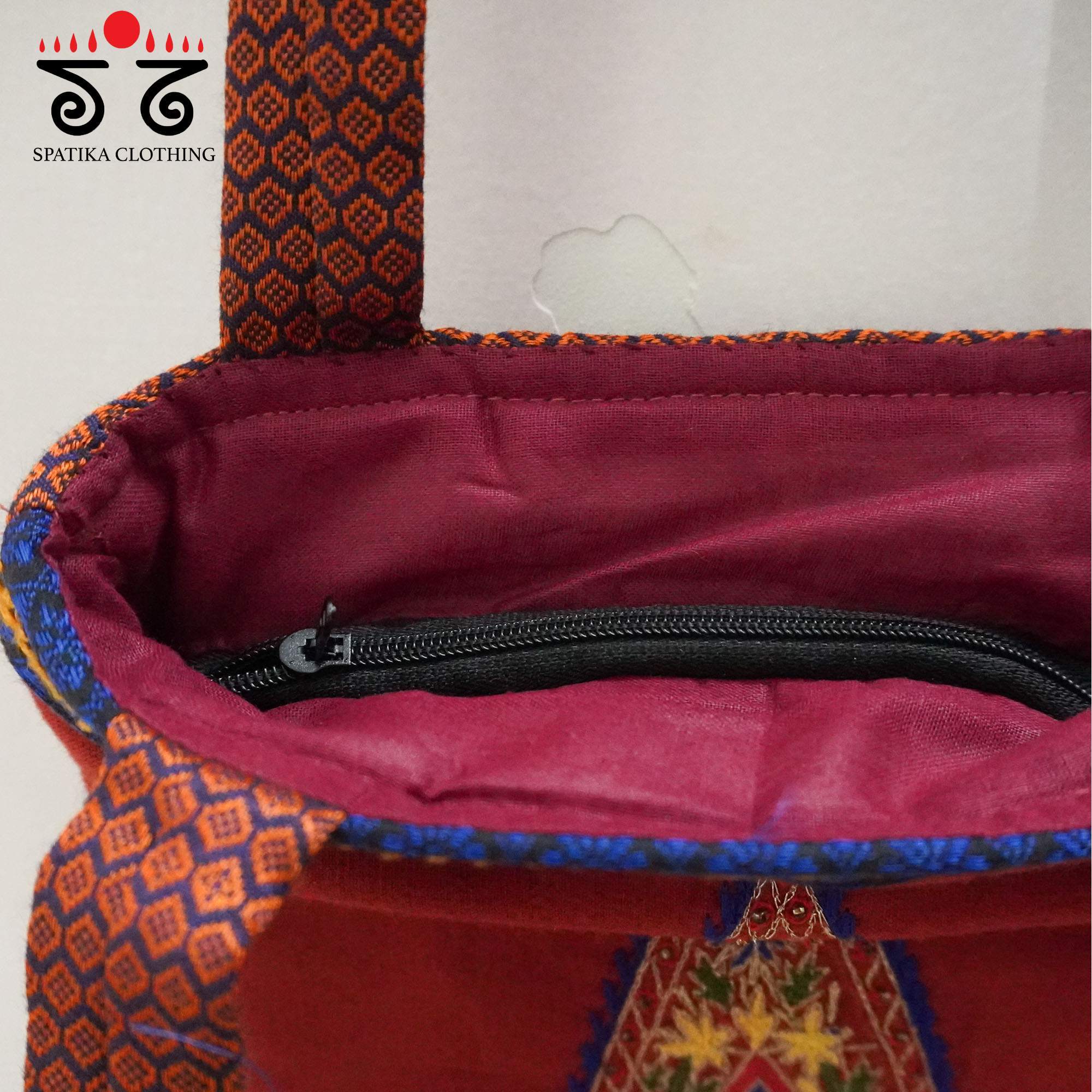 Red Hand Embroidered Hand Bag