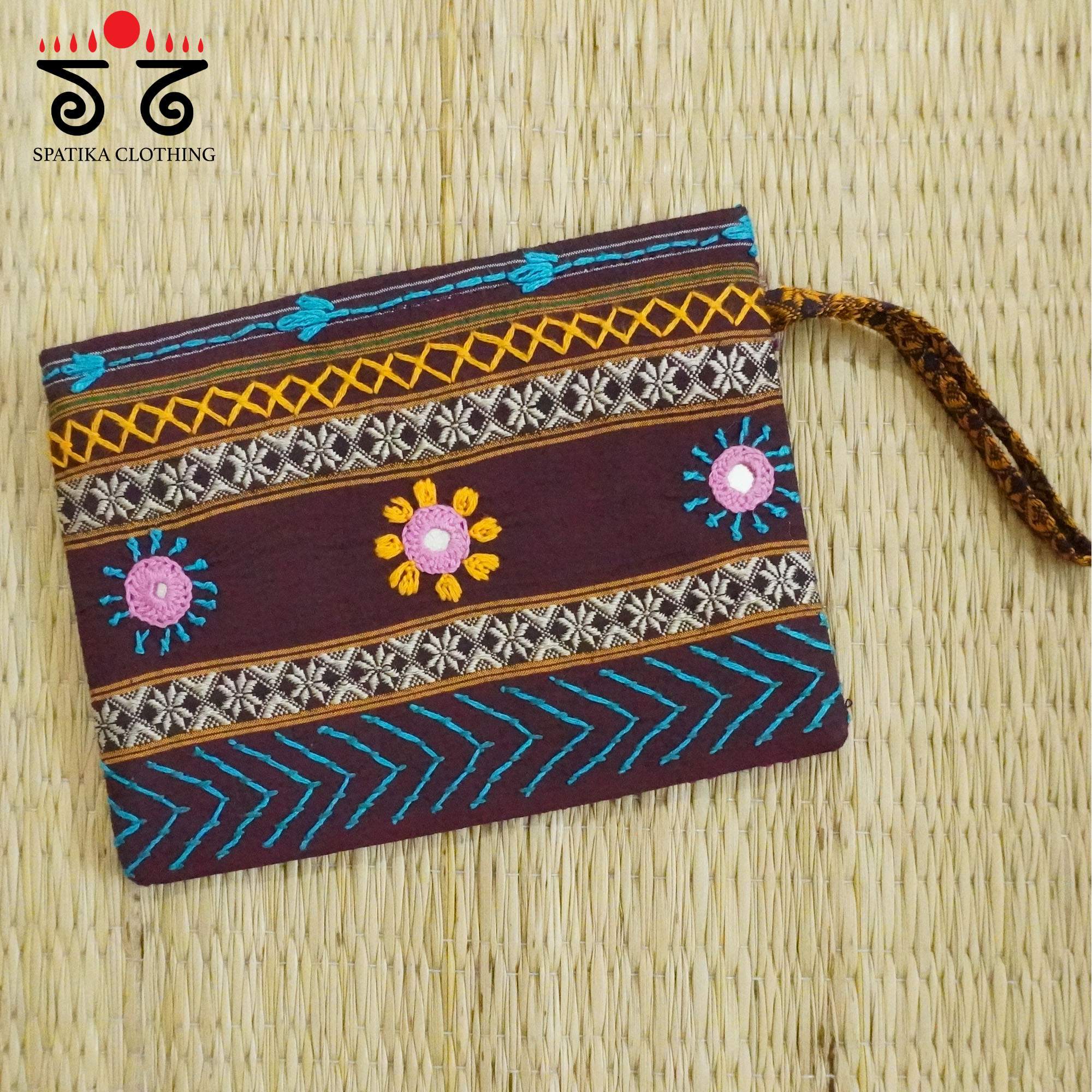 Brown Lambani Hand Embroidered Purse