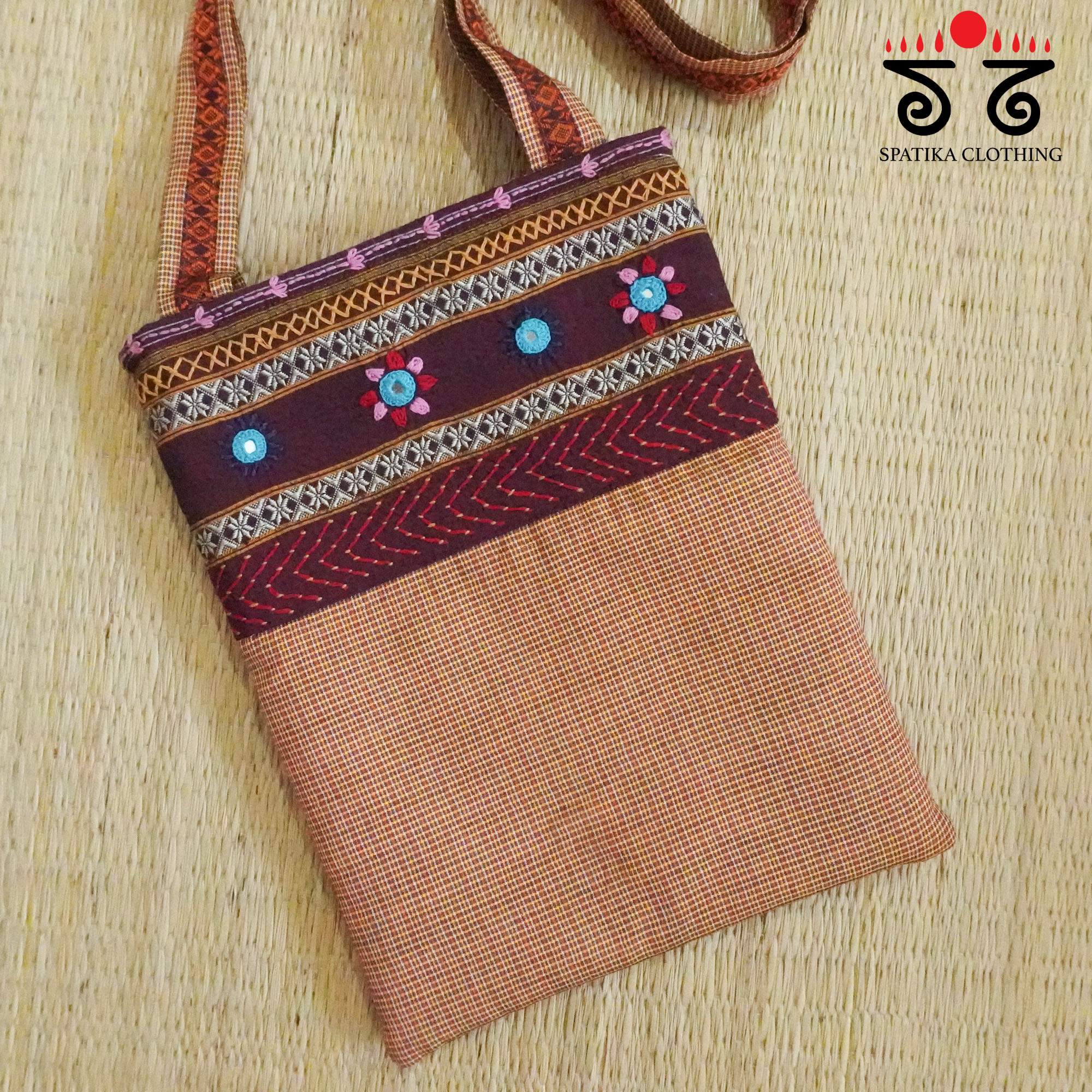 Brown Lambani Hand Embroidered Hand Bag