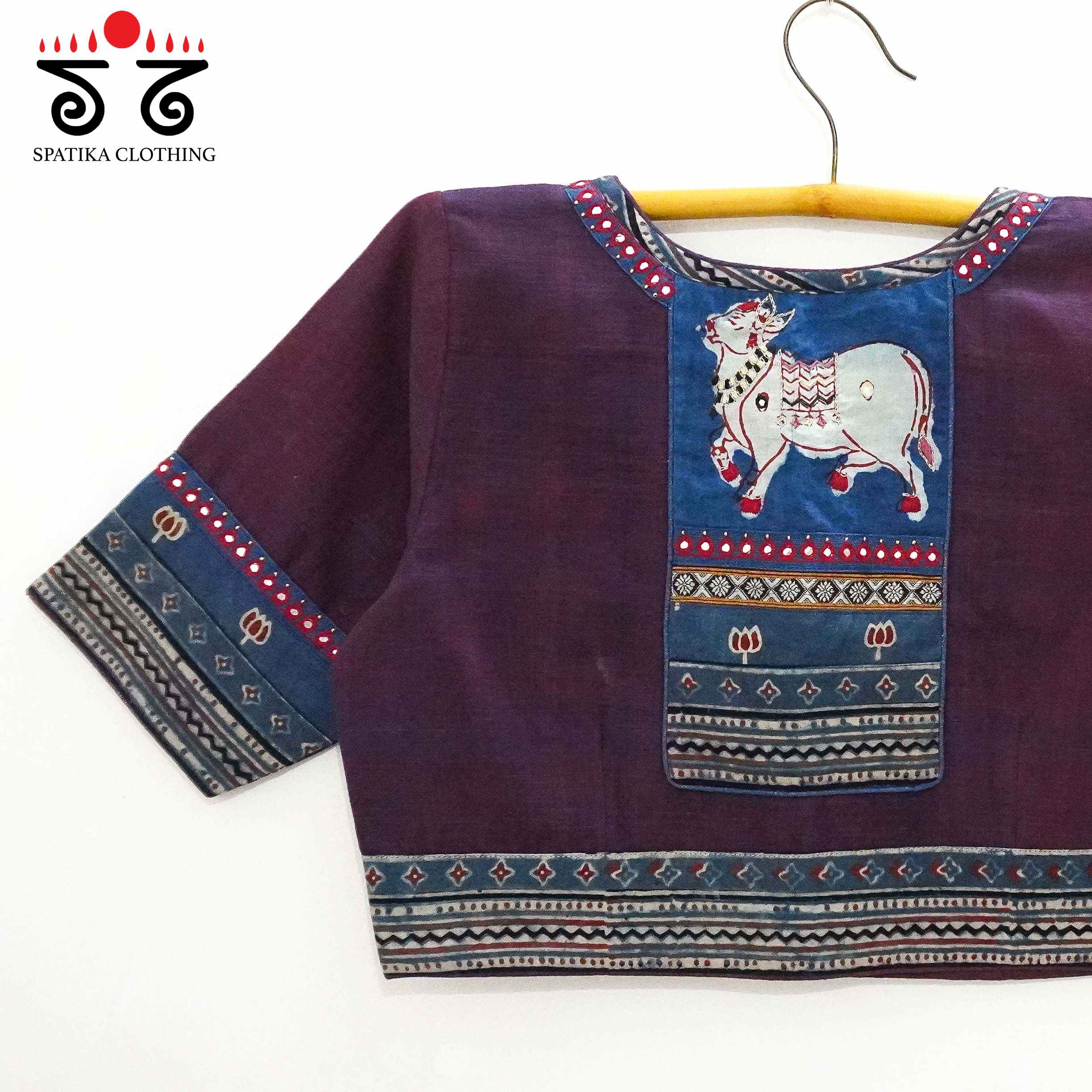 Purple Pichwai Patchwork Blouse
