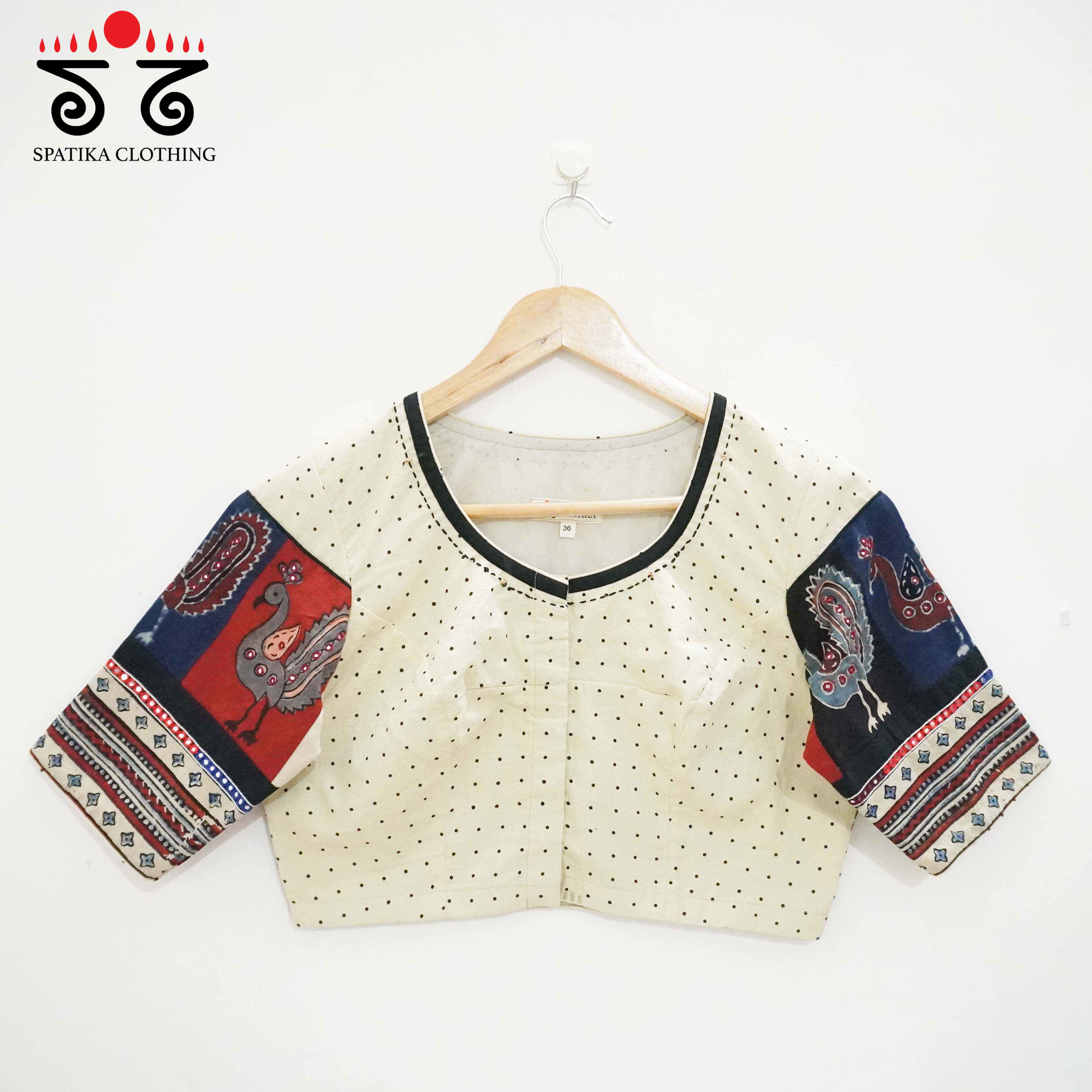 Off White Morni- Ajrak Handcrafted Blouse