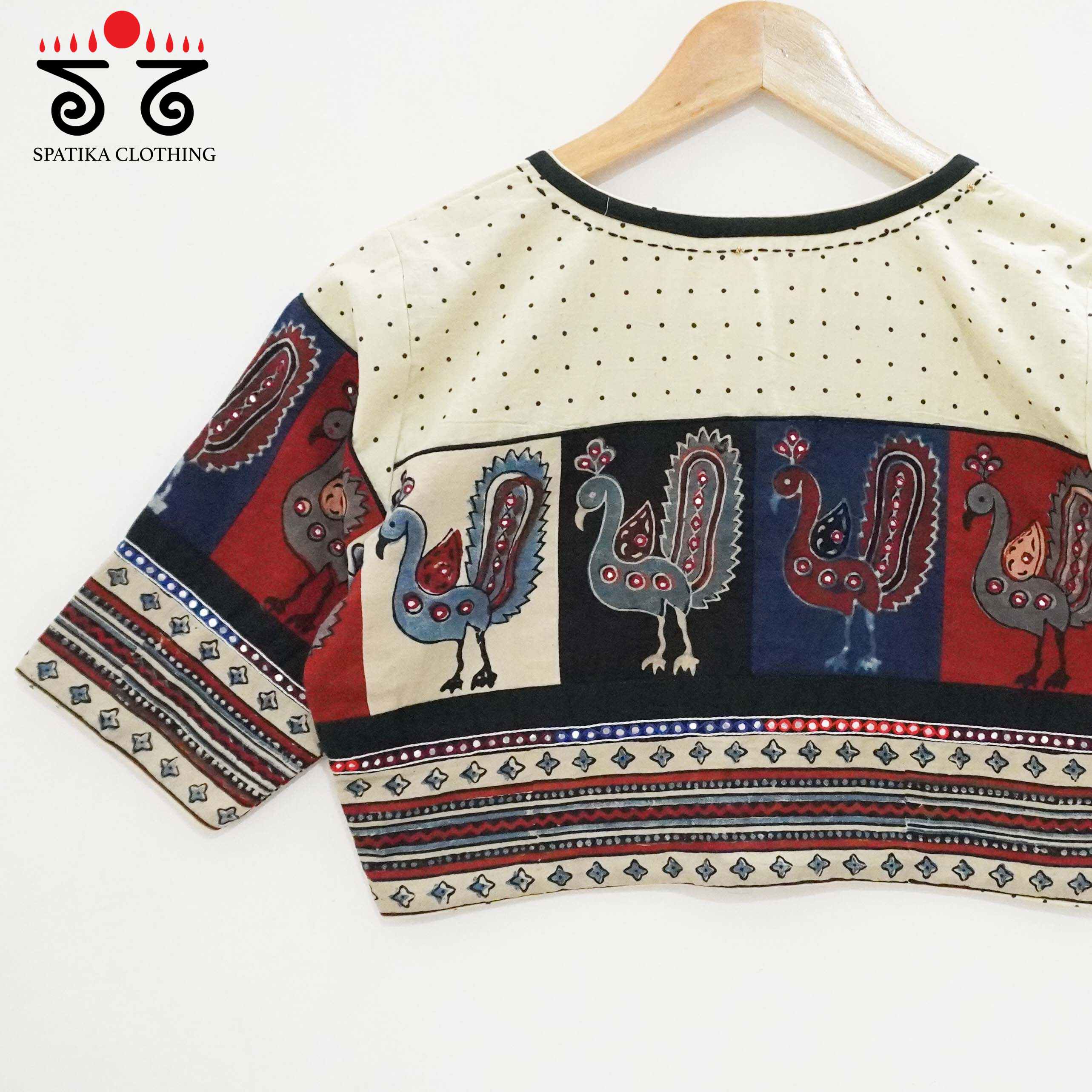 Off White Morni- Ajrak Handcrafted Blouse