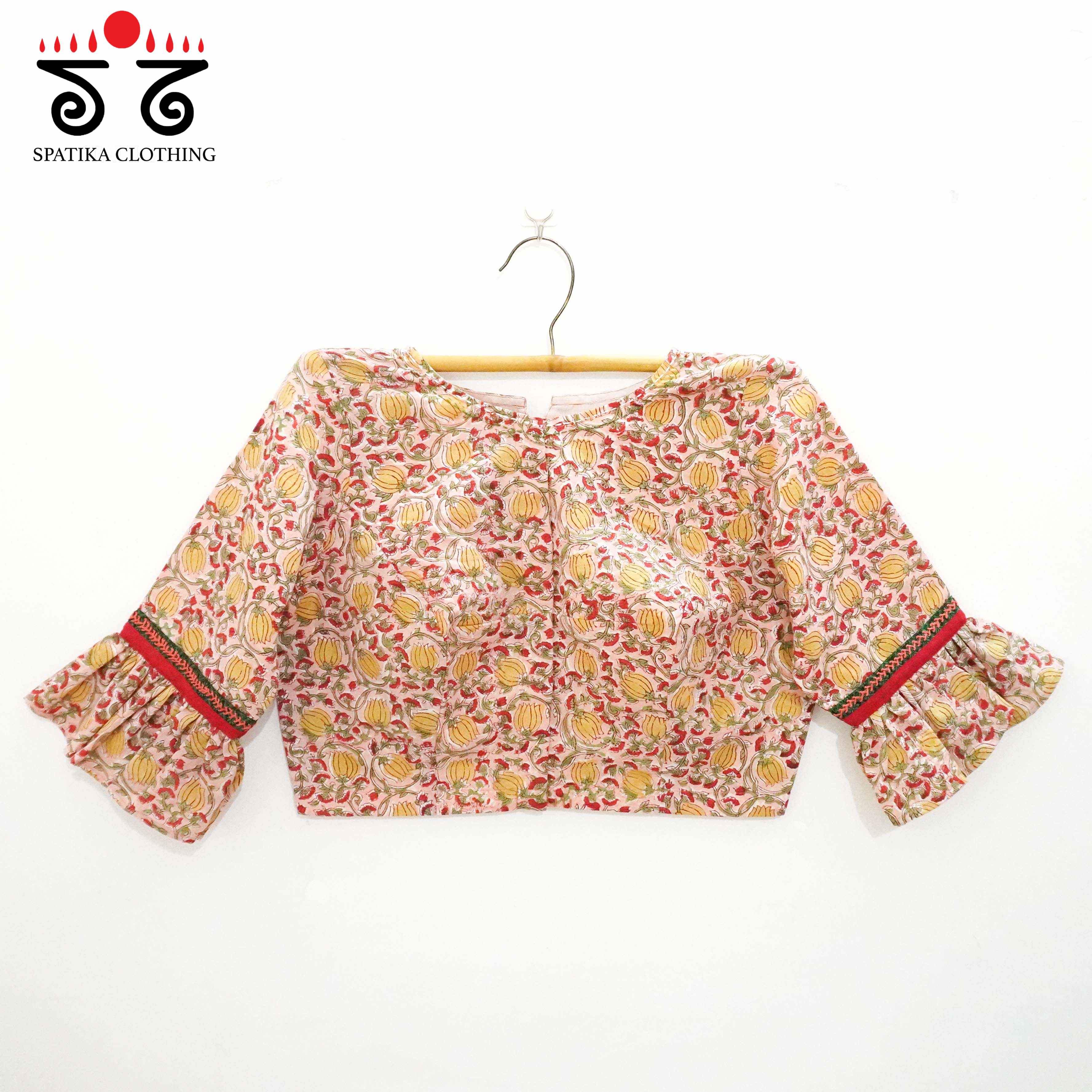 Pink Ruffle Sleeve Blouse