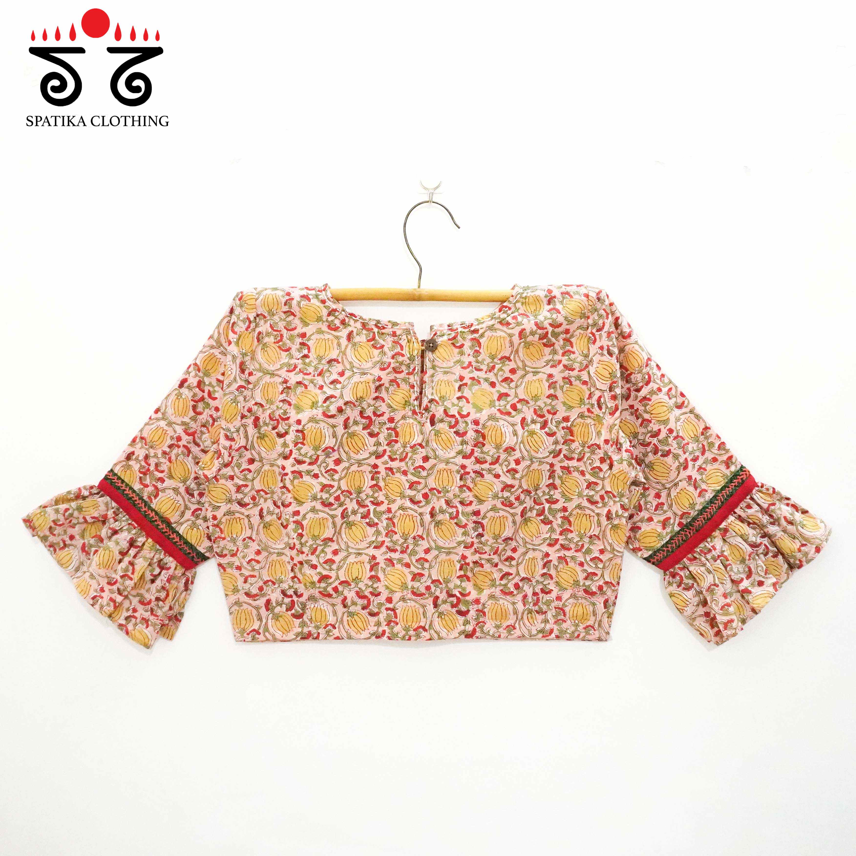 Pink Ruffle Sleeve Blouse