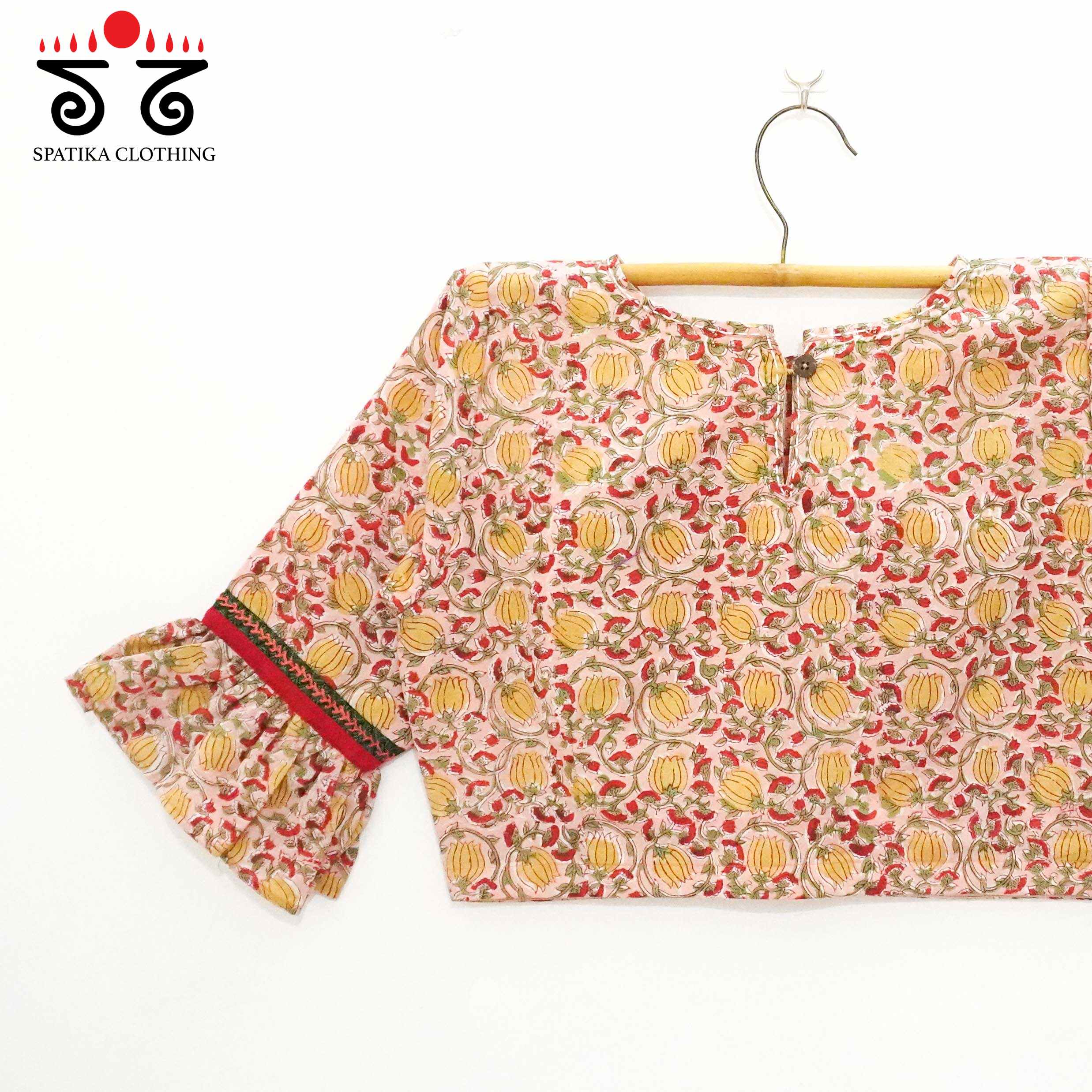 Pink Ruffle Sleeve Blouse