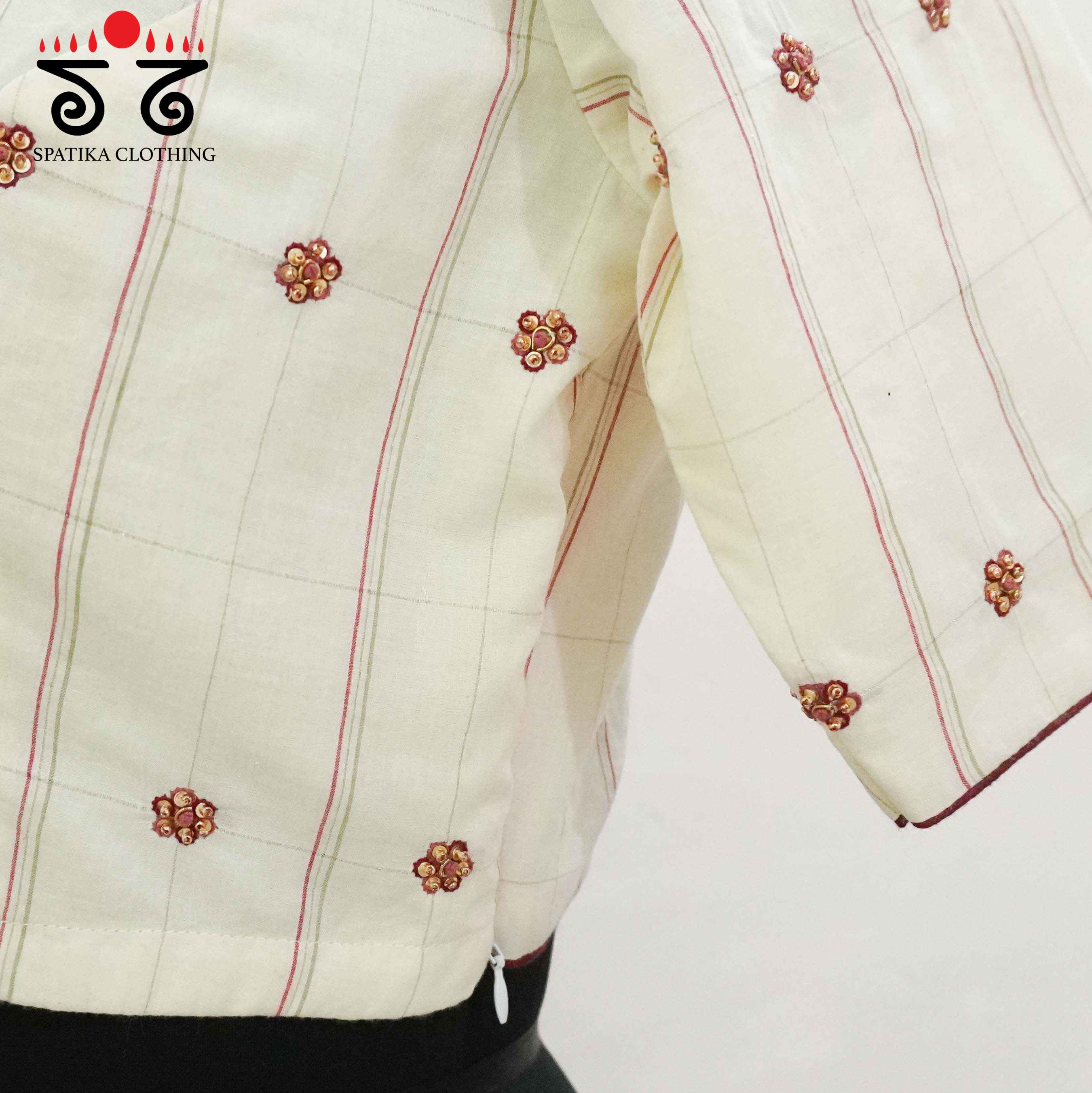 Off white Festive Hand Embroidered Blouse