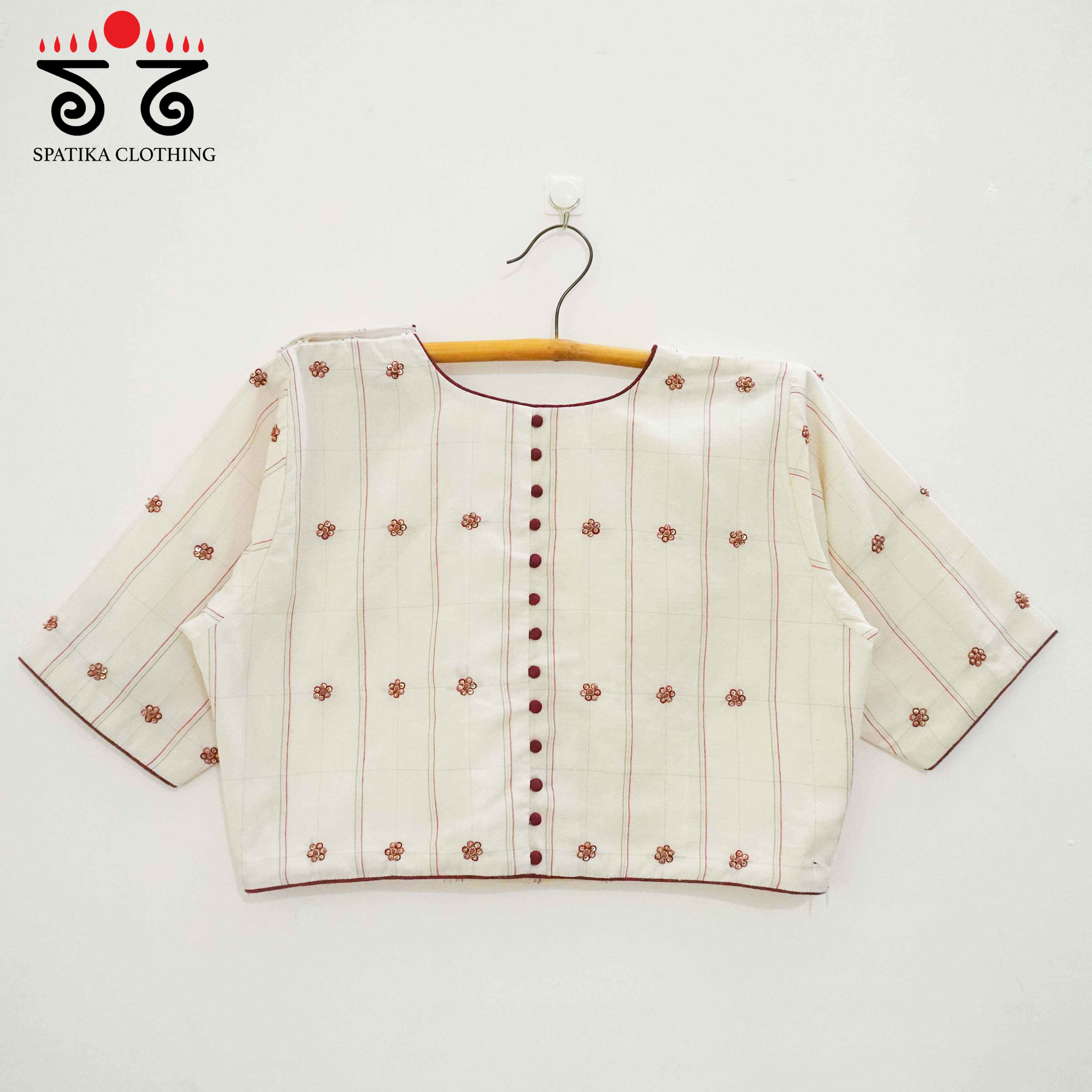 Off white Festive Hand Embroidered Blouse