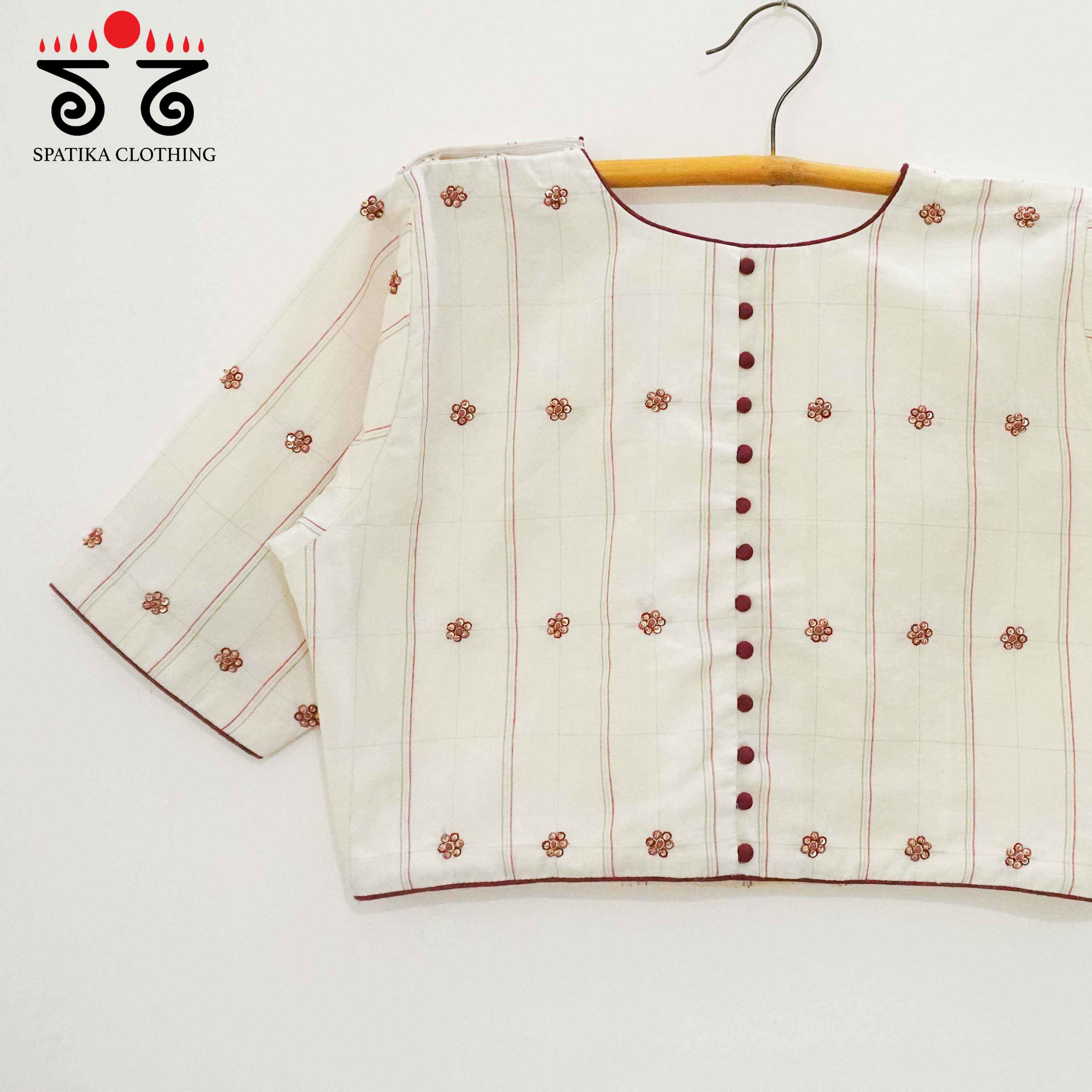 Off white Festive Hand Embroidered Blouse