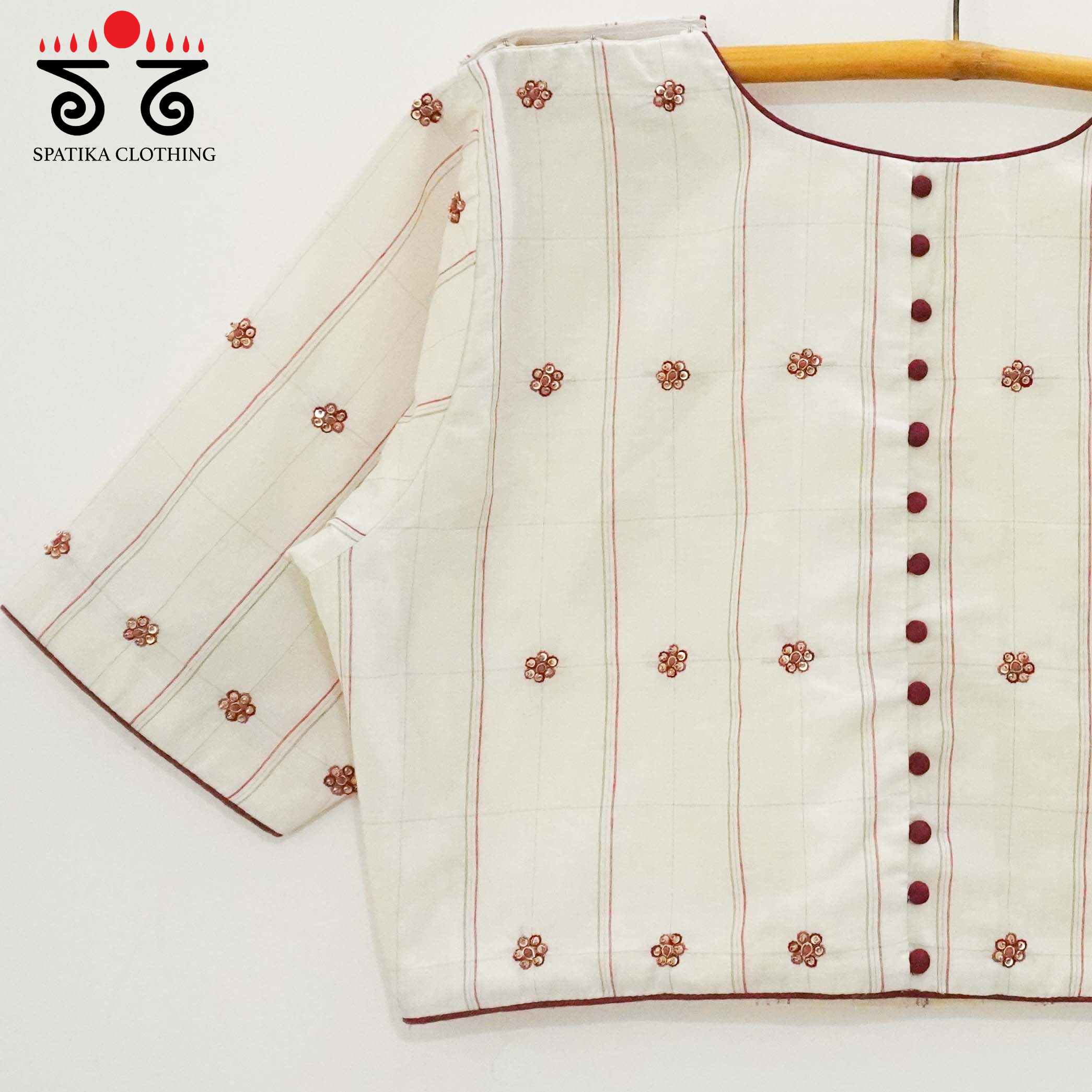 Off white Festive Hand Embroidered Blouse