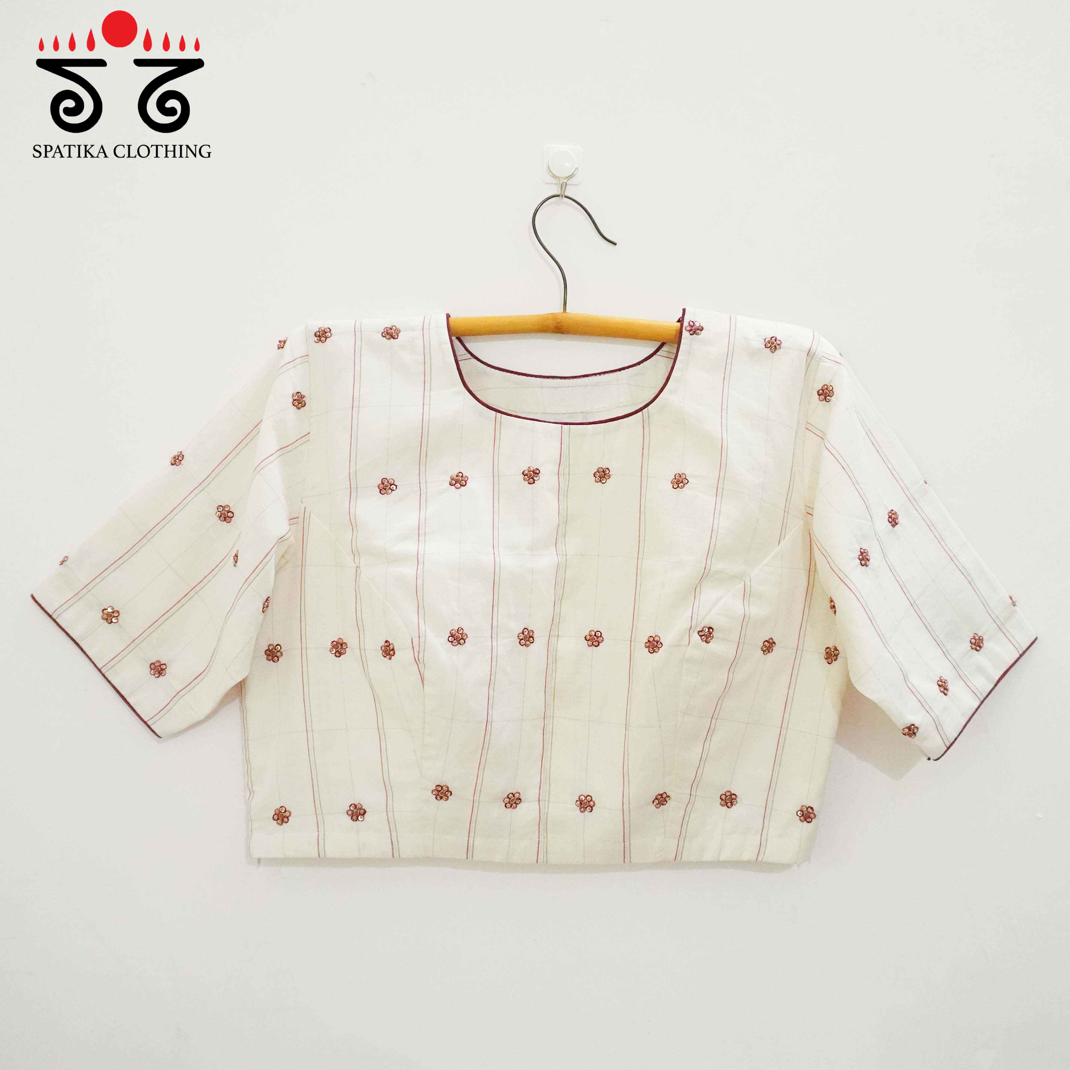 Off white Festive Hand Embroidered Blouse