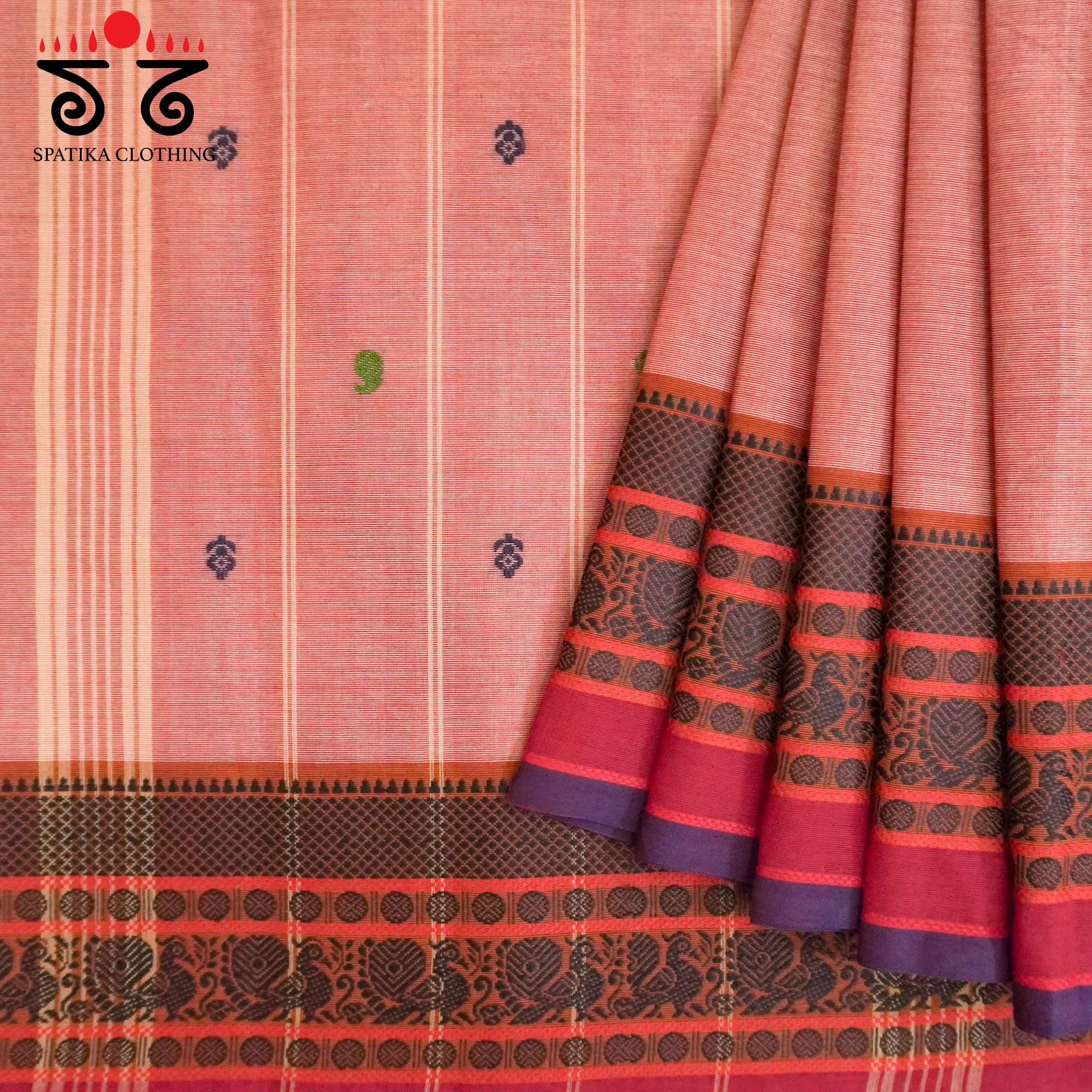 Peach Chettinad Cotton Saree
