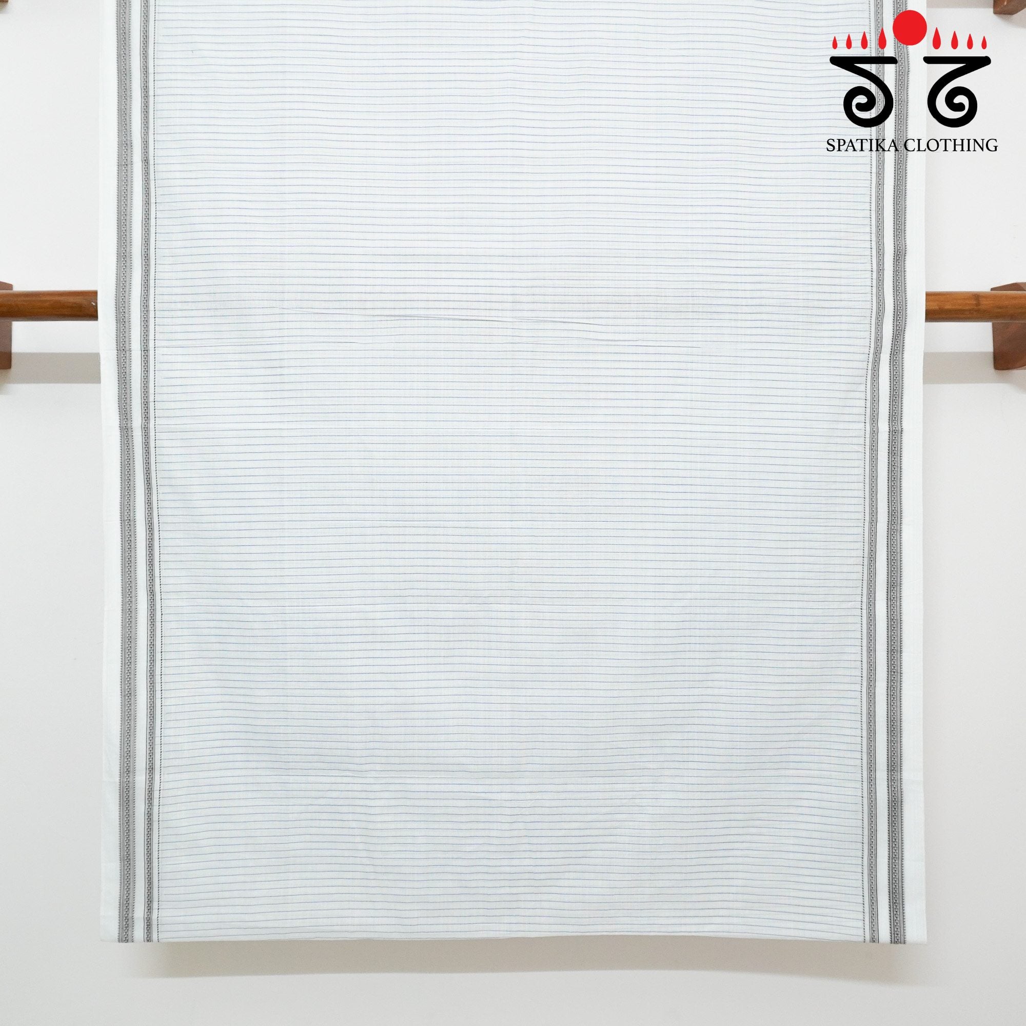 White Ilkal Handwoven Cotton Saree - Ikat Blouse