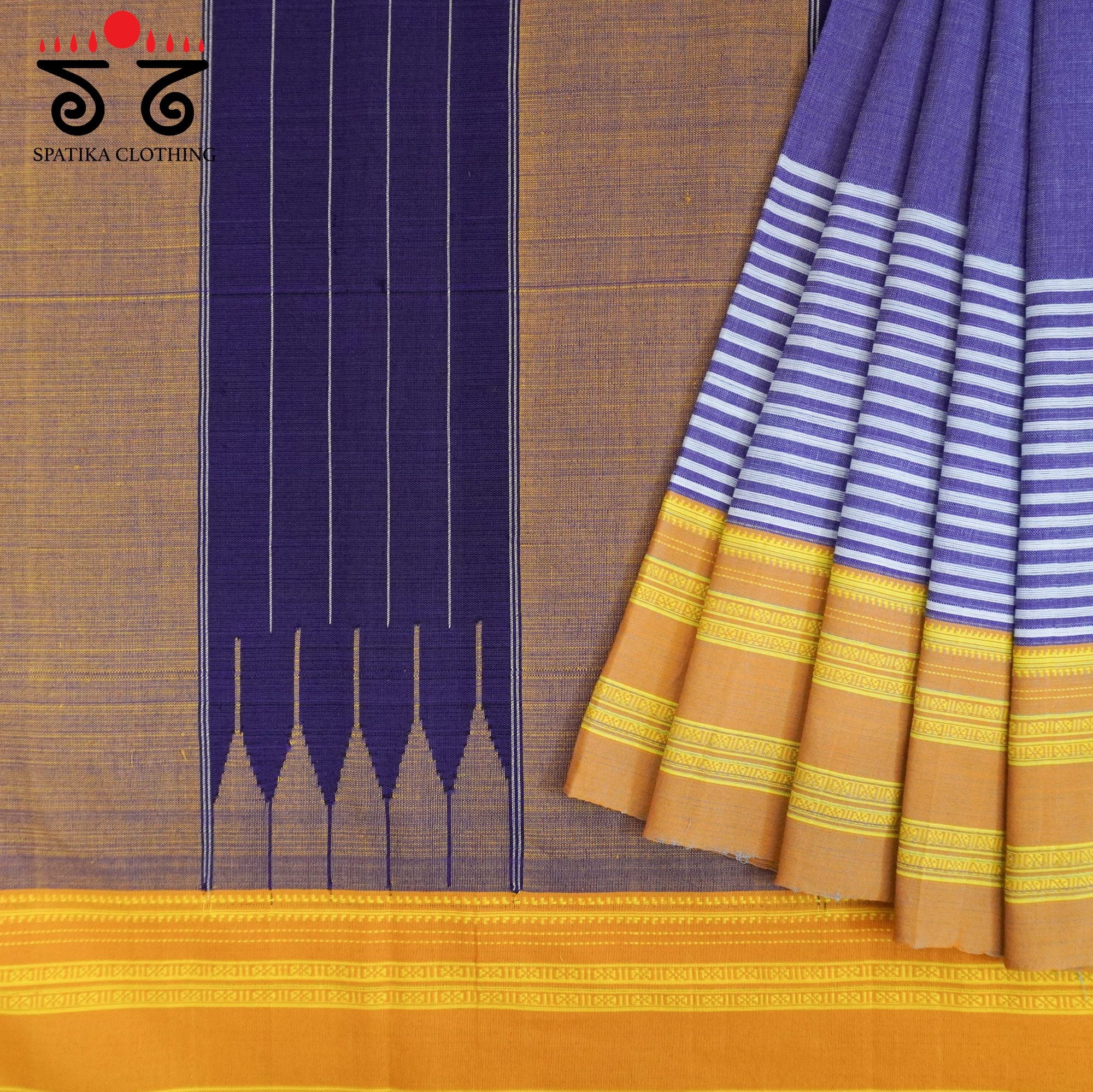 Violet Ilkal Handwoven Cotton Saree - Bandhini Blouse