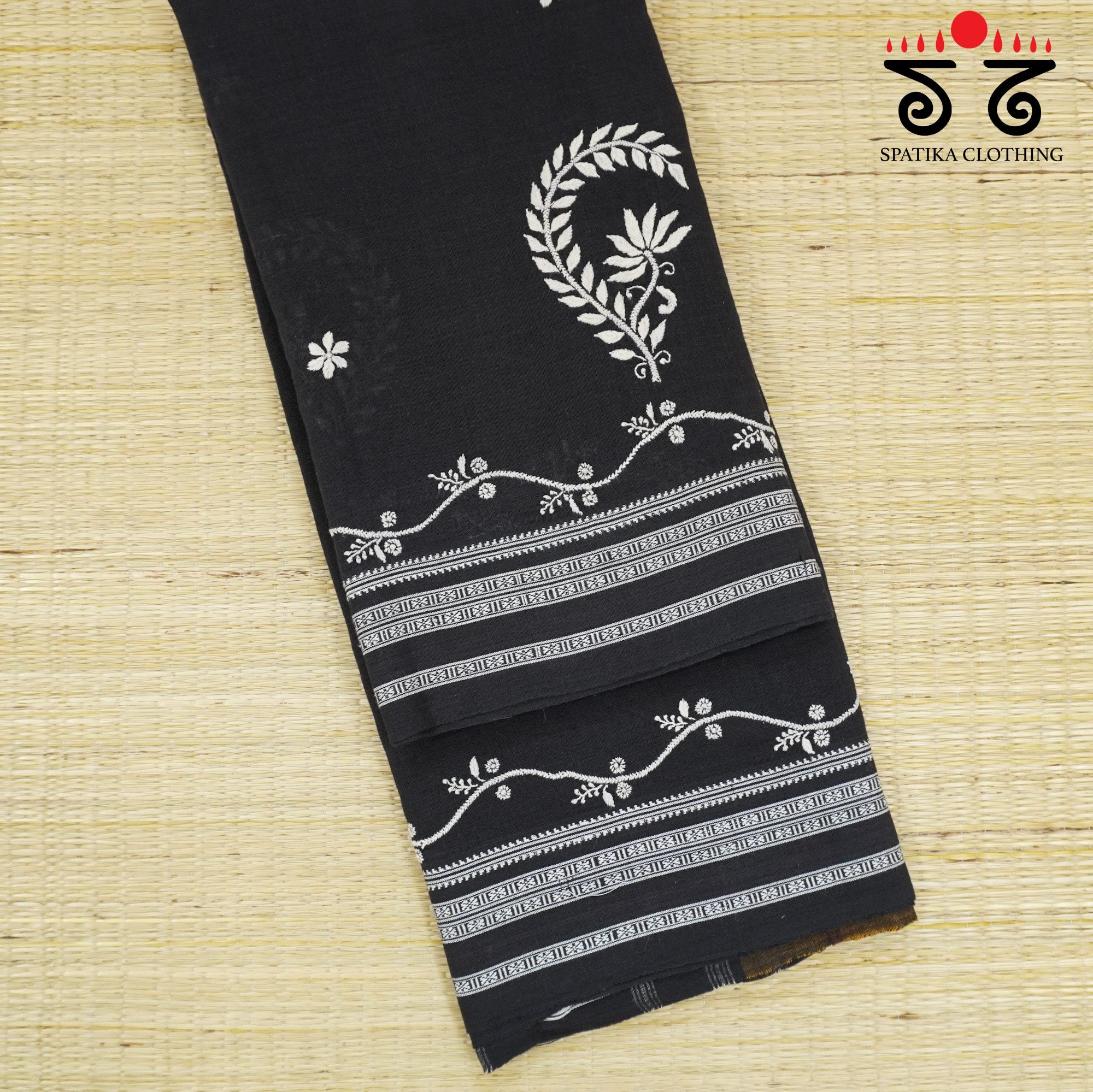 Black Ilkal Chikankari Revival Saree