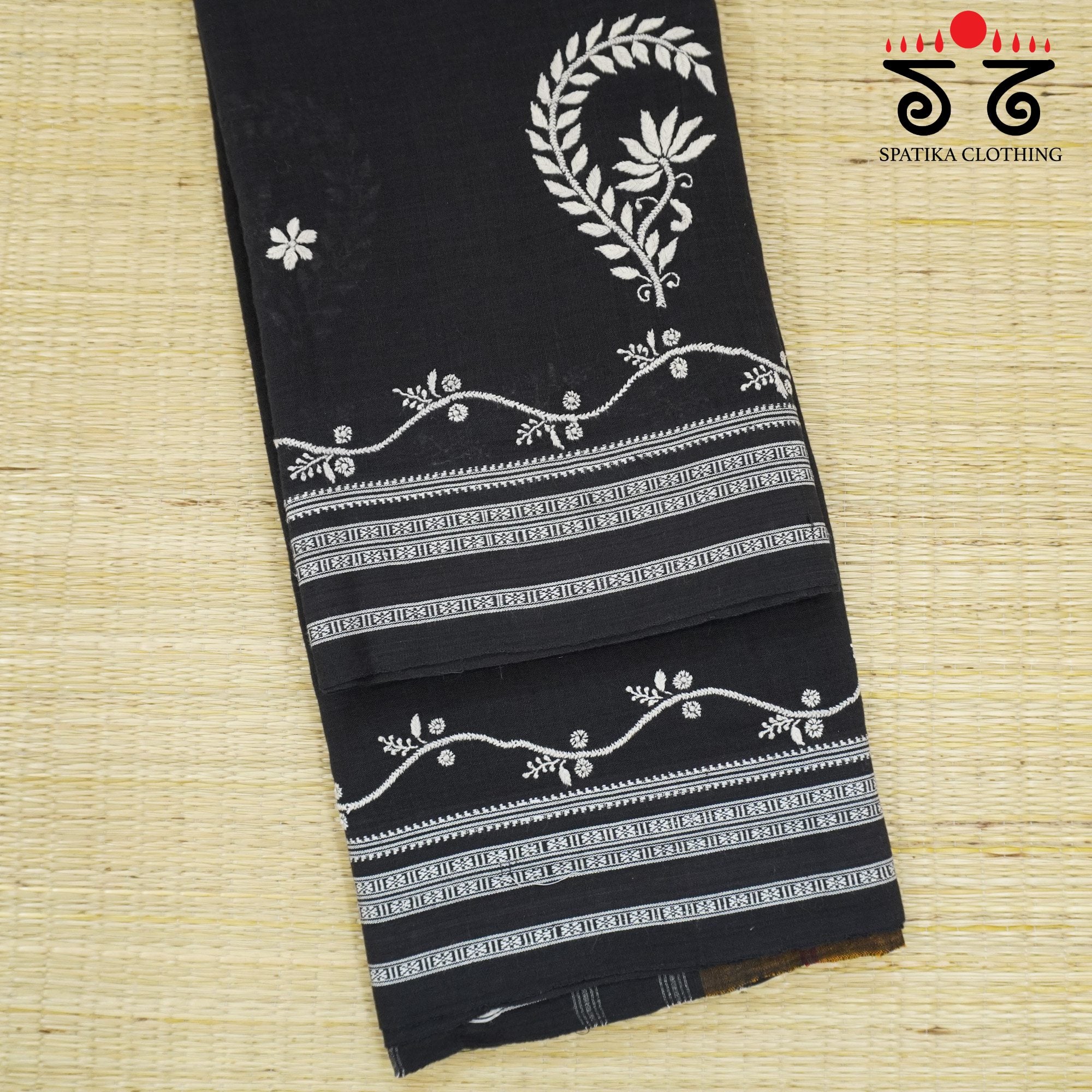 Black Ilkal Chikankari Revival Saree