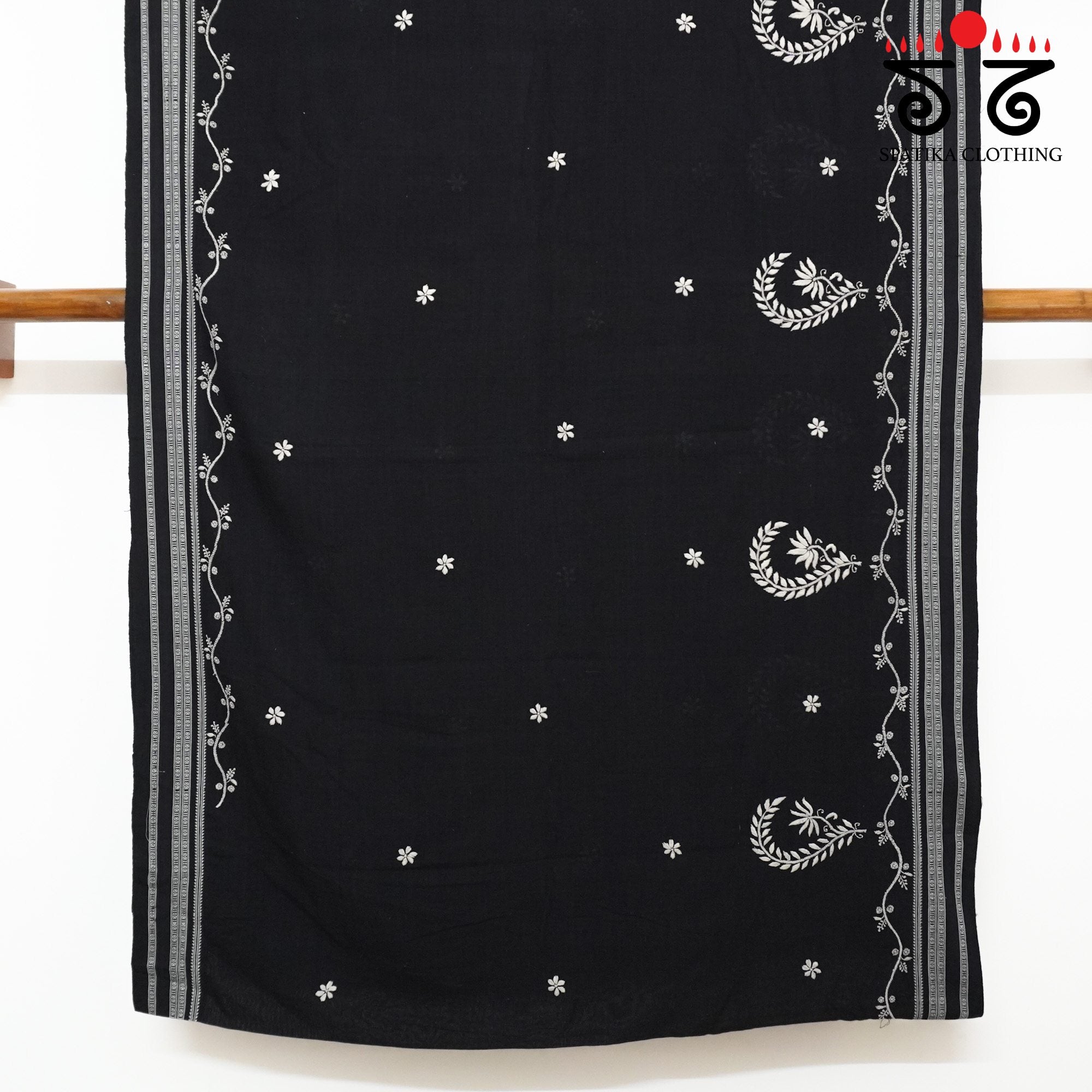 Black Ilkal Chikankari Revival Saree